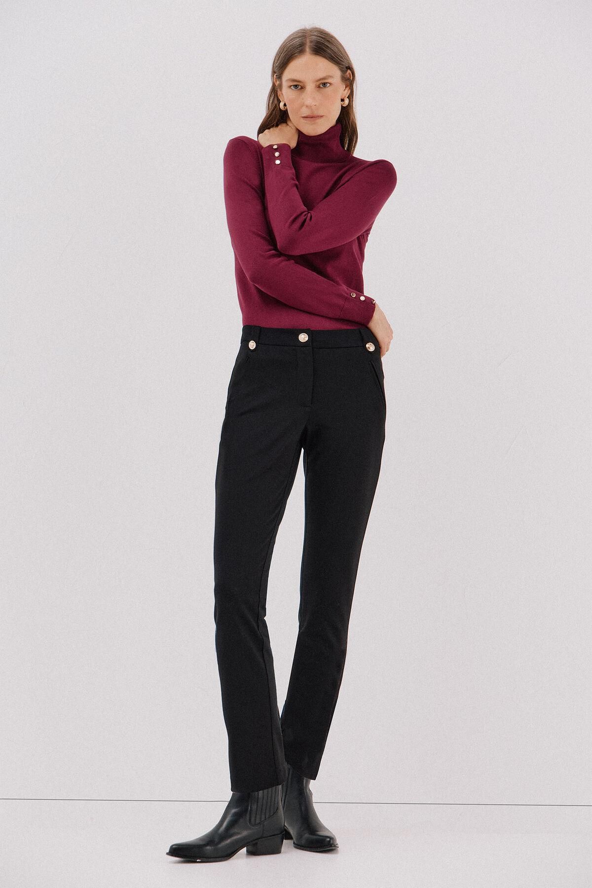 꼬르떼피엘 테니트 스트레이트 버튼 여성 팬츠 8722326 NEGRO - 상세 이미지 2