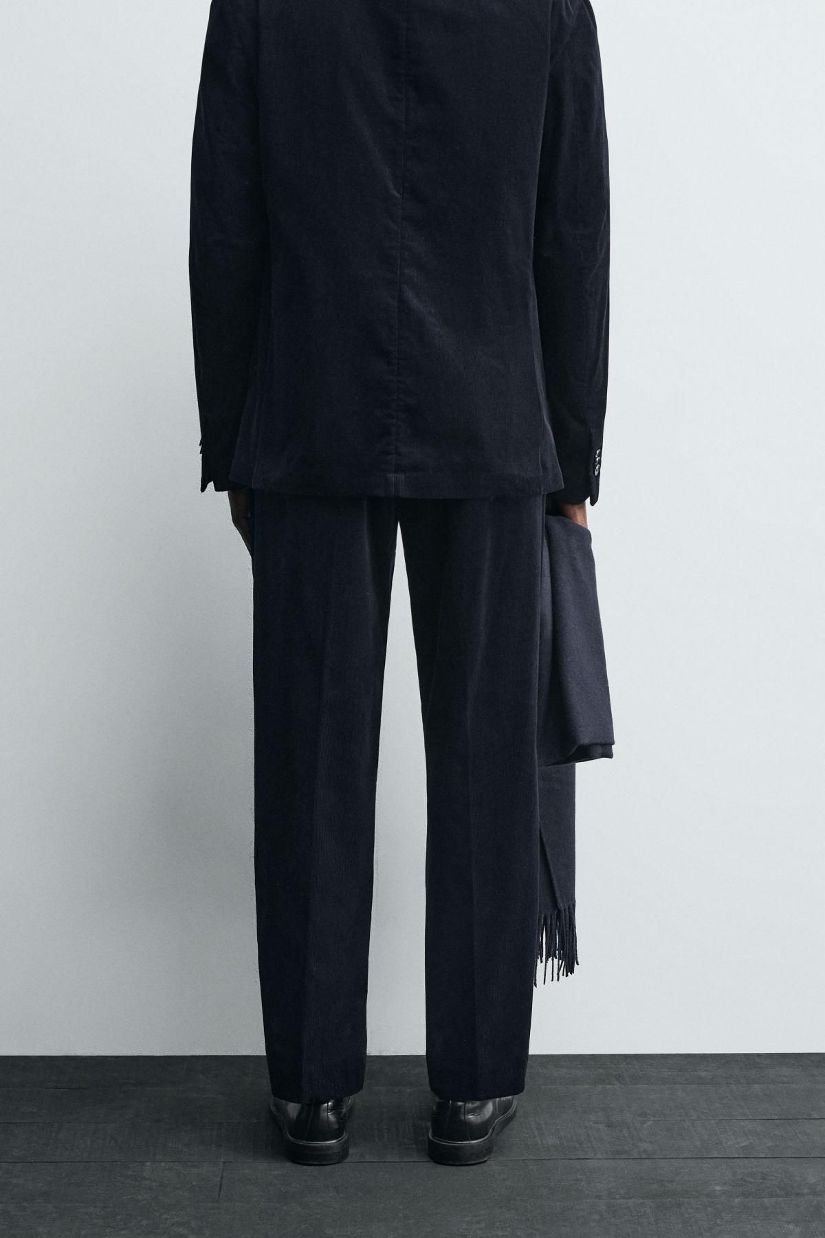 자라 테크니컬 코듀로이 수트 정장 팬츠 4410/321 NAVY BLUE - 상세 이미지 3