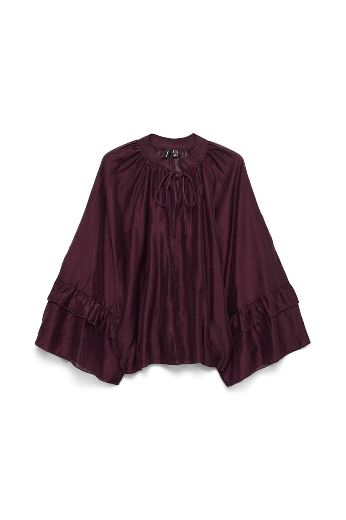 베로모다 보헤미안 세미시스루 러플 소매 블라우스 7762340 MORADO - 메인 이미지