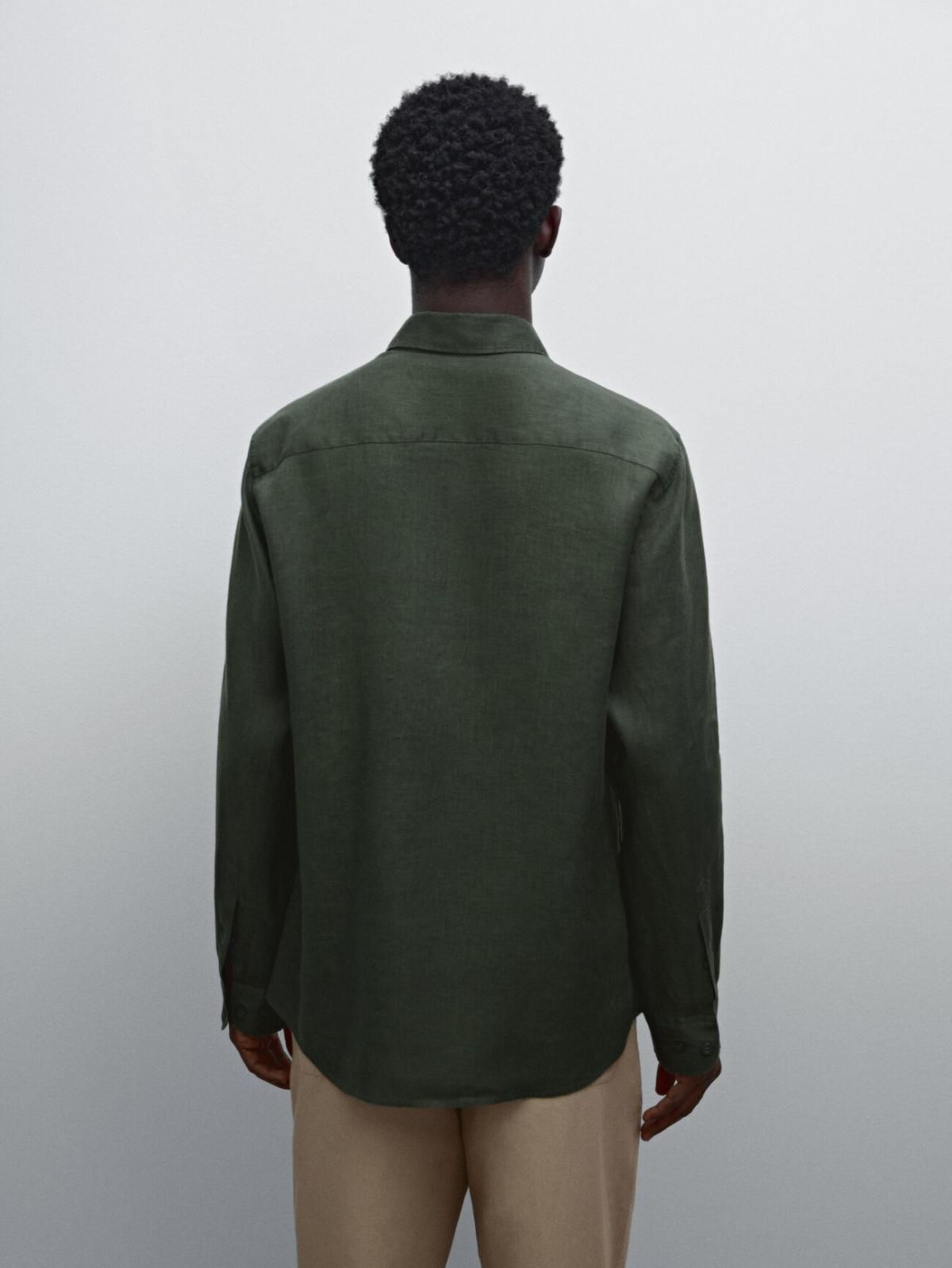 마시모두띠 100 리넨 셔츠 0100/777 DARK GREEN - 상세 이미지 5