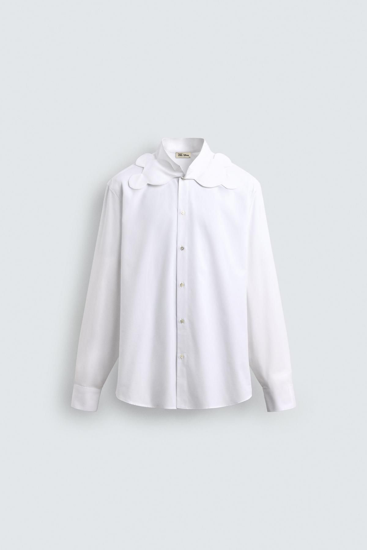 자라 미키마우스 실루엣 카라 코튼 긴팔 셔츠 X 해리 램버트 디즈니 6085/550 WHITE - 메인 이미지
