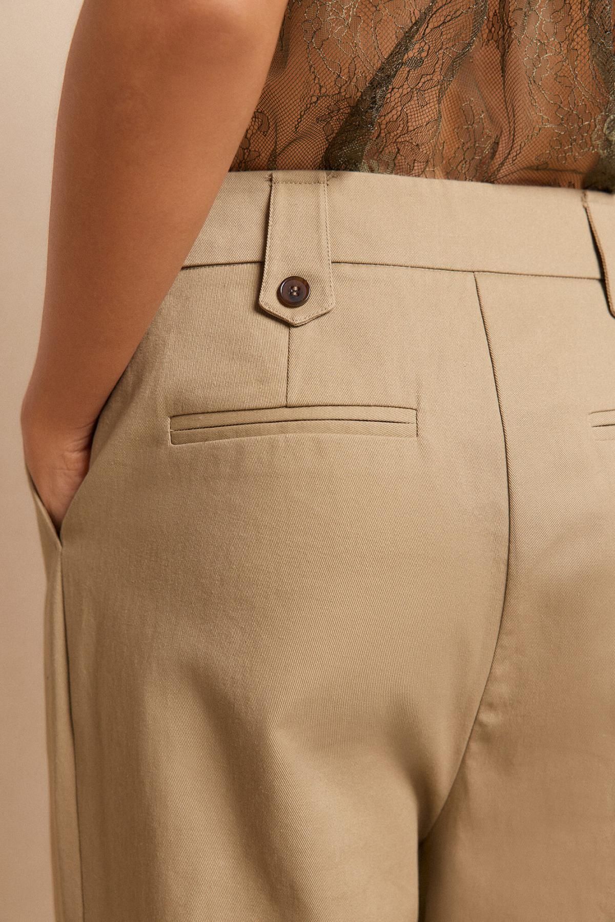 슬로우러브 테일러드 와이드핏 코튼 슬랙스 팬츠 3722130 BEIGE - 상세 이미지 4