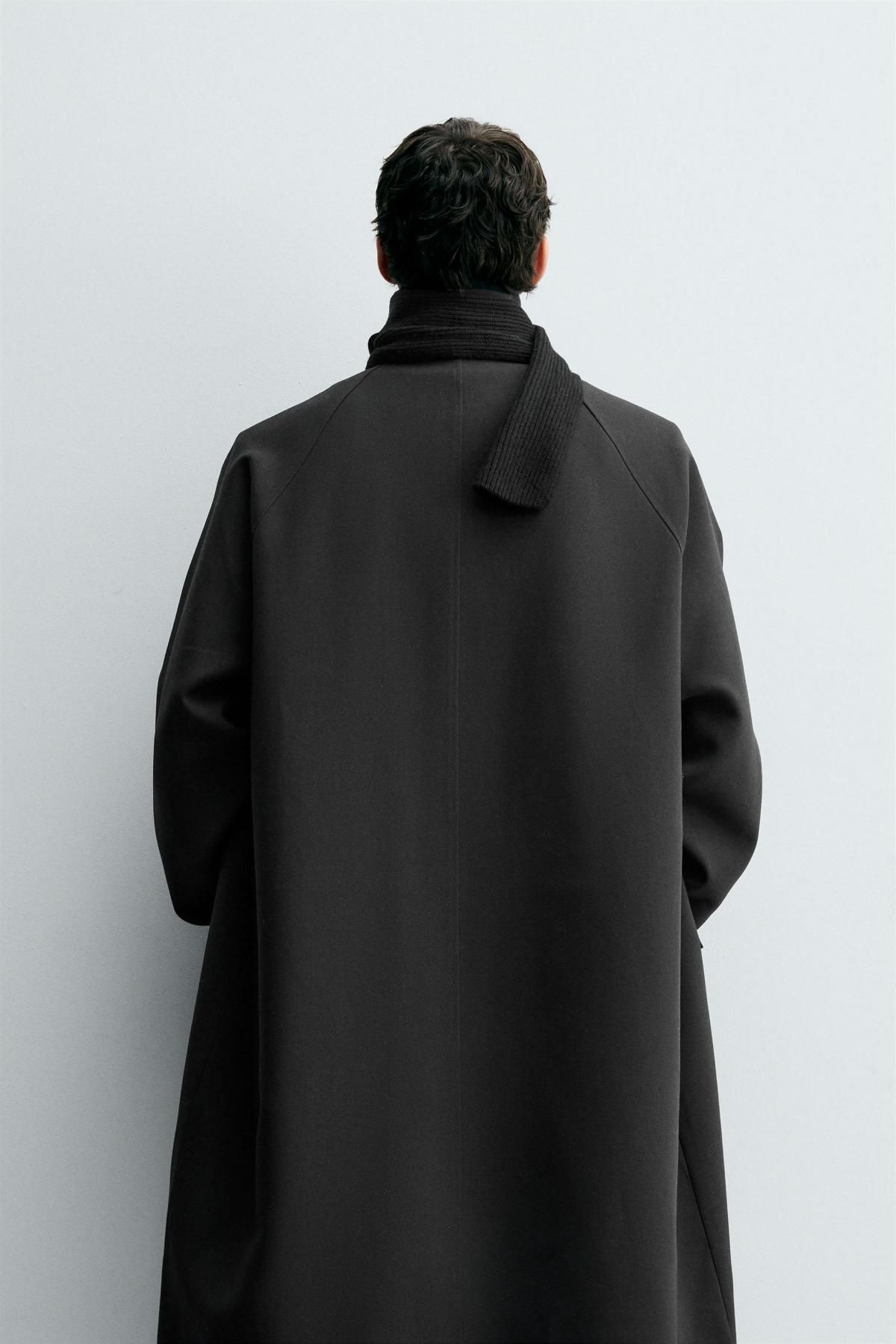 자라 오버사이즈 울 블렌드 트렌치코트 8281/551 BLACK - 상세 이미지 4