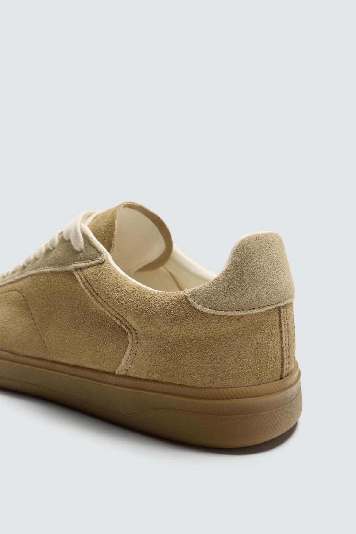 자라 스웨이드 베이지 배색 솔 로우탑 스니커즈 2288/620 SAND BROWN - 상세 이미지 3