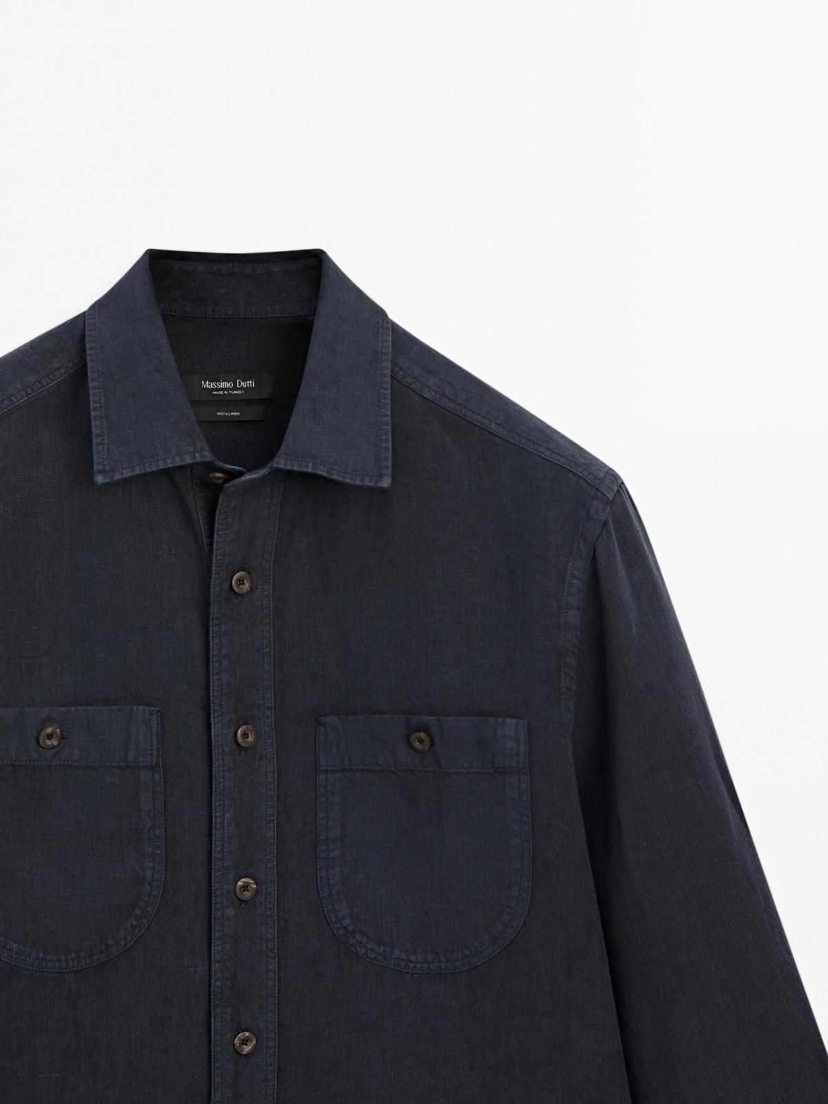 마시모두띠 리넨 릴랙스핏 오버셔츠 1743/285 NAVY BLUE - 상세 이미지 2