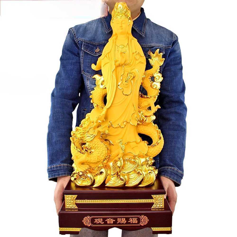 불교 조각상 관세음보살상 수인형 가정용 신앙소품 26인치 금모래 축복 용관음(66cm) - 상품 이미지