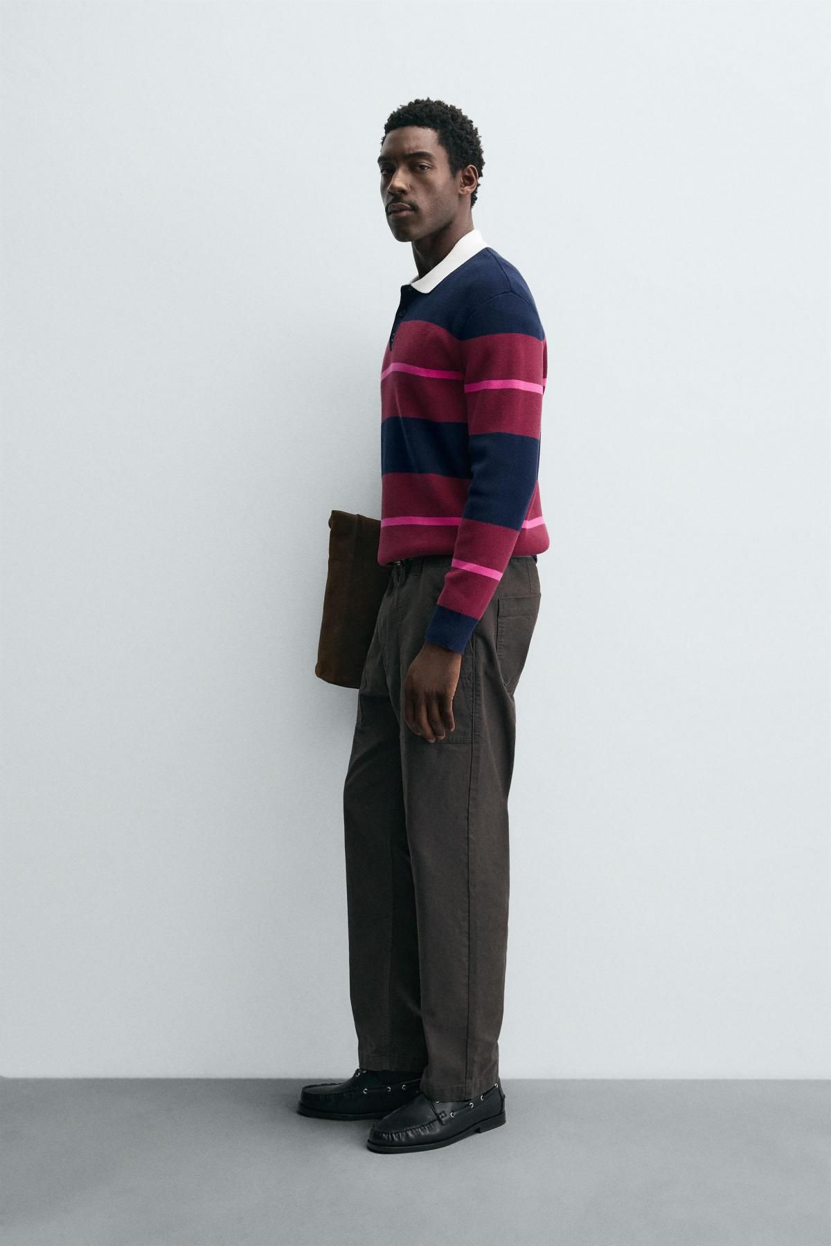 자라 스트라이프 테크니컬 니트 긴팔 폴로셔츠 4938/315 STRIPED - 상세 이미지 5