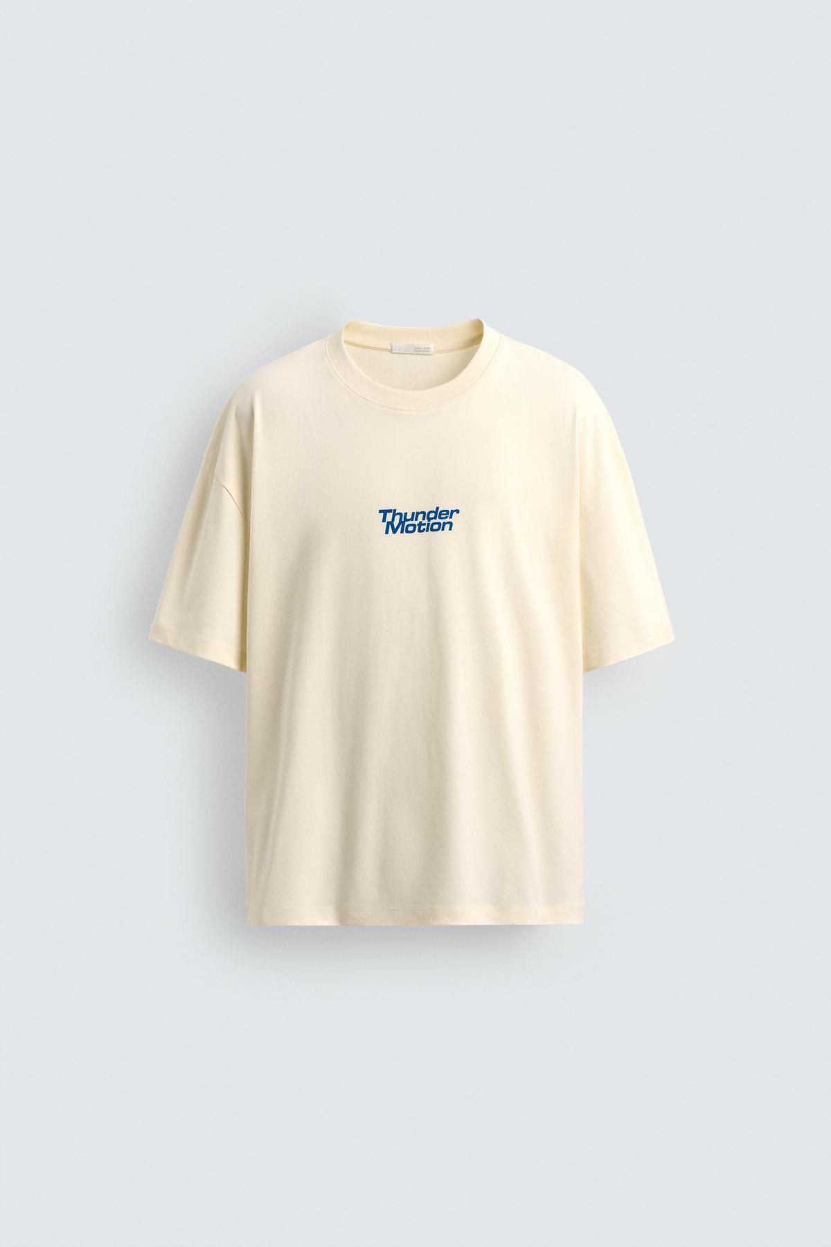 자라 그래픽 프린트 오버핏 반팔 티셔츠 0495/321 LIGHT YELLOW - 메인 이미지