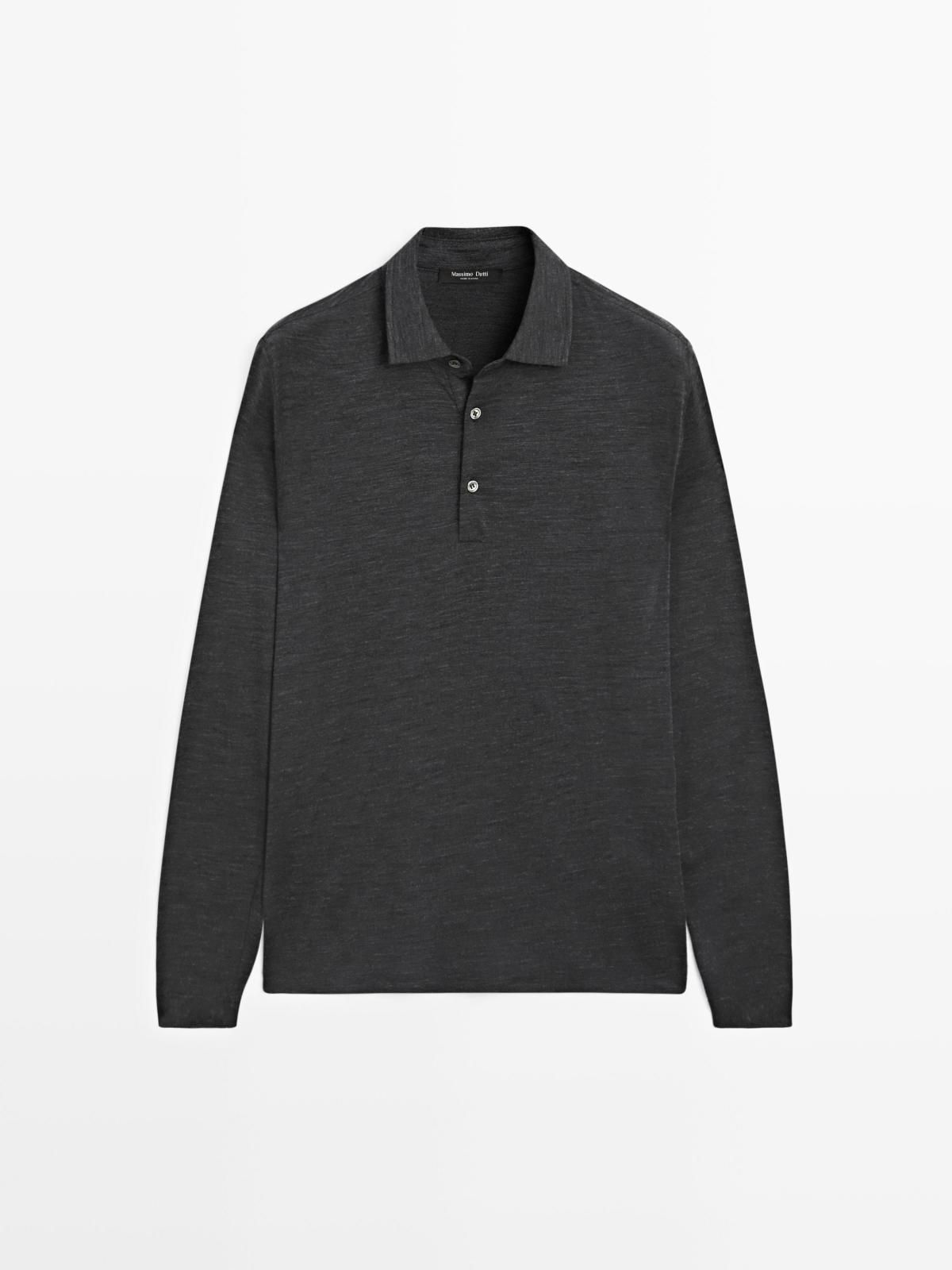 마시모두띠 프리미엄 울블렌드 긴팔 폴로 니트 스웨터 0591/155 ANTHRACITE GREY - 메인 이미지