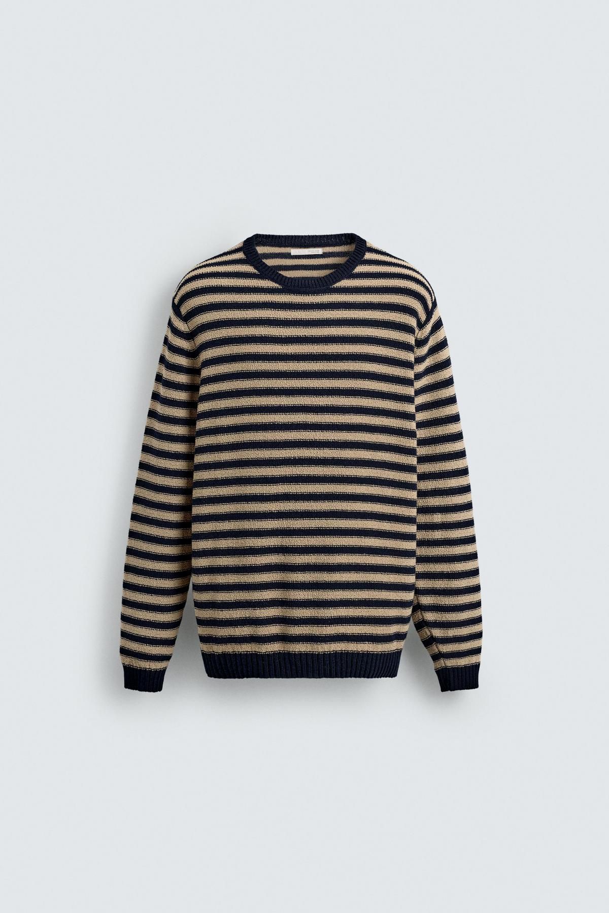 자라 스트라이프 라운드 니트 스웨터 9598/310 ECRU / NAVY - 상품 이미지