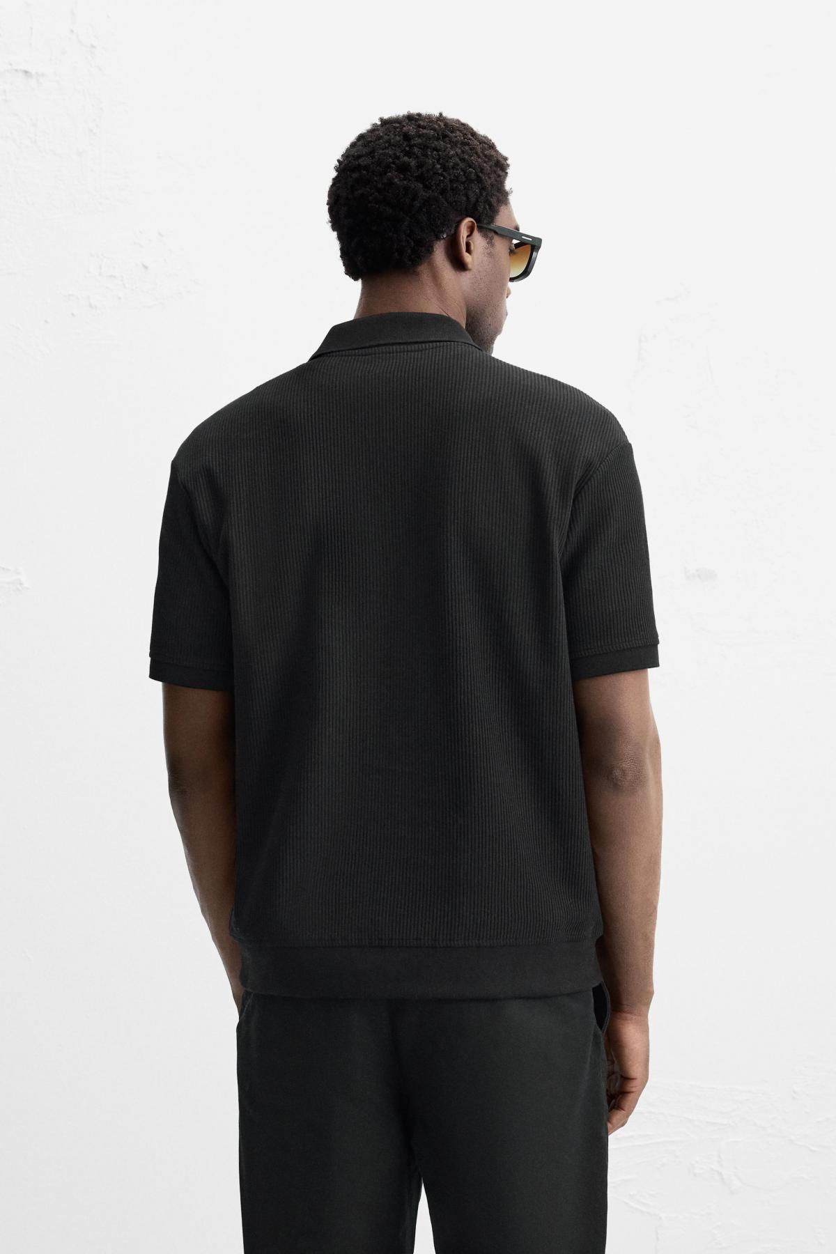 자라 세로 텍스처 폴로 셔츠 0526/460 BLACK - 상세 이미지 4