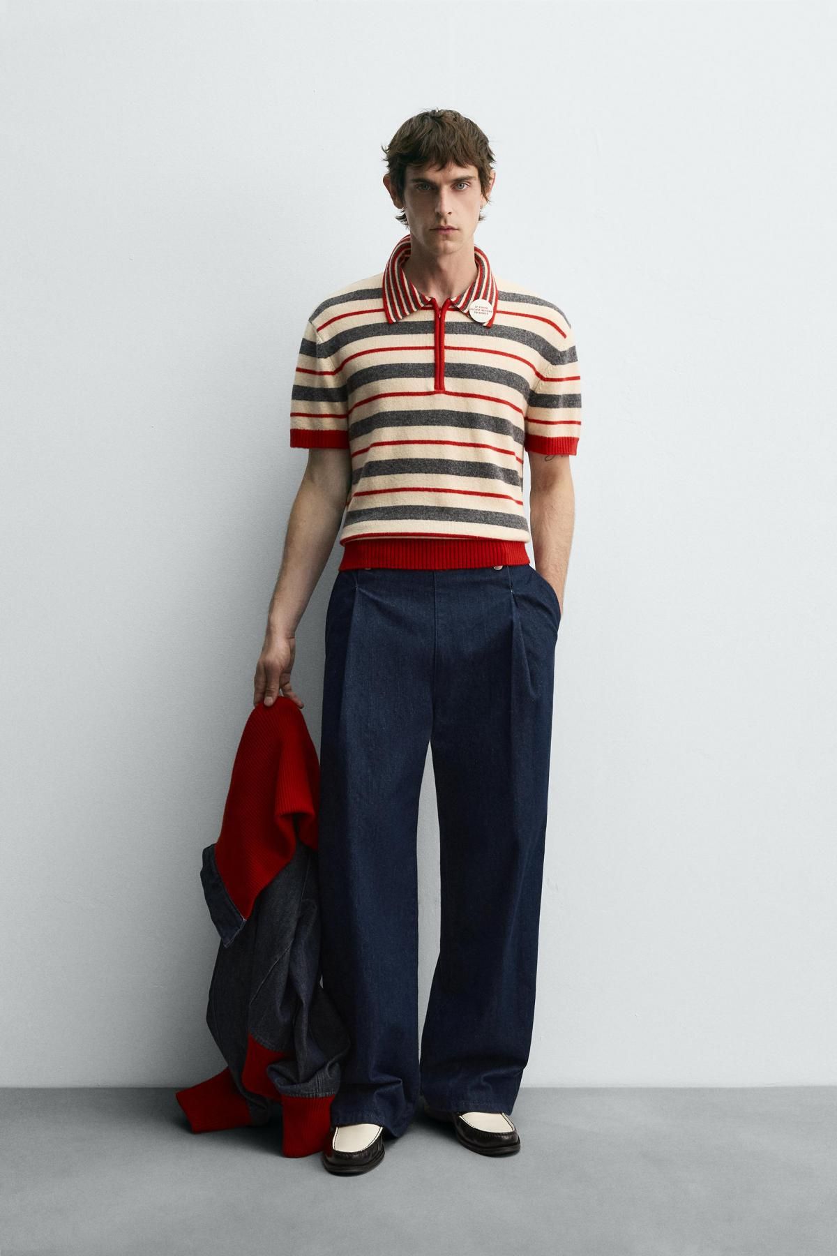 자라 스트라이프 니트 반팔 폴로셔츠 X 해리 램버트 디즈니 2142/370 STRIPES - 상세 이미지 2