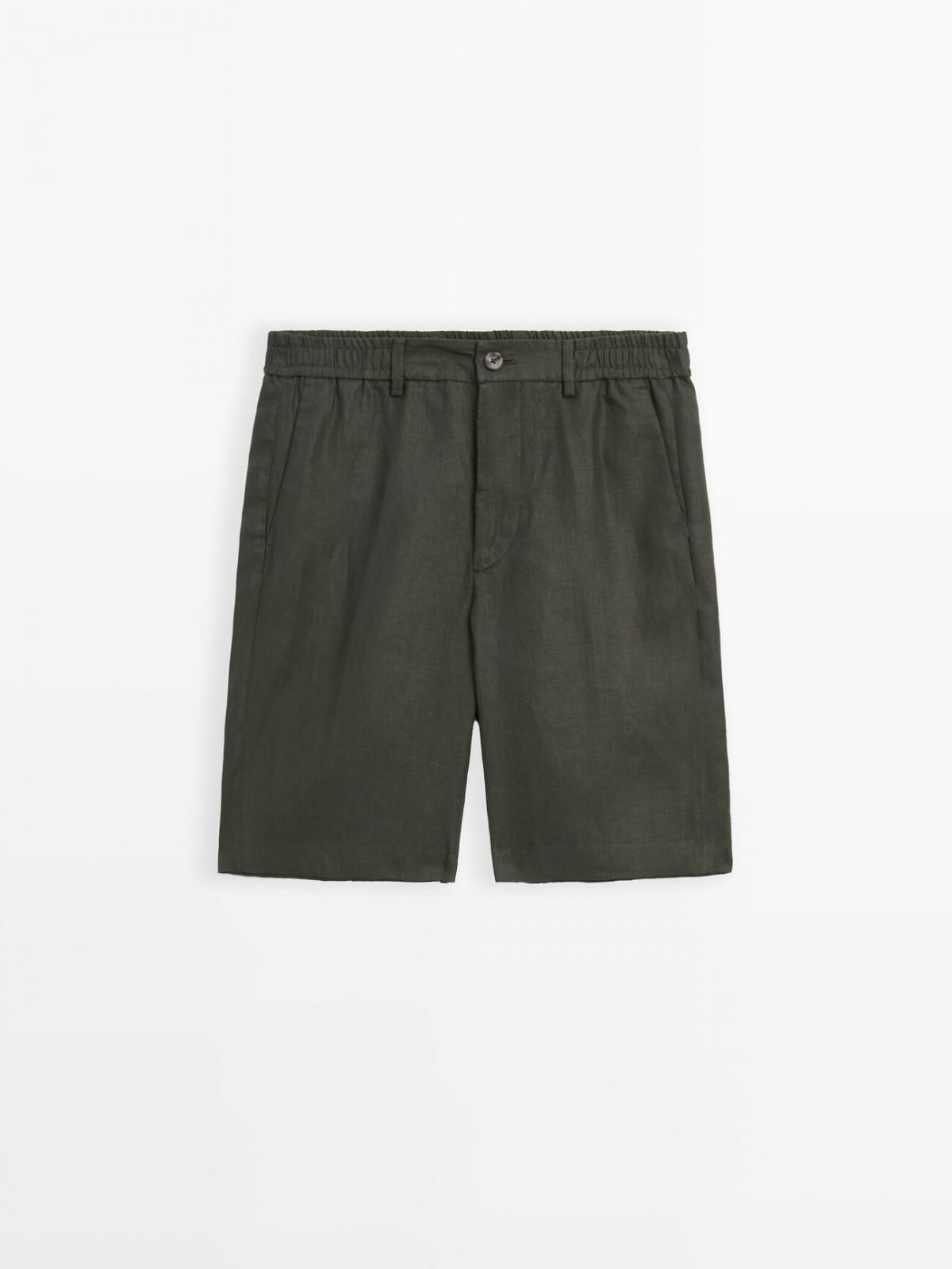 마시모두띠 세미 조거핏 리넨 버뮤다 쇼츠 2907/006 DARK GREEN - 상품 이미지