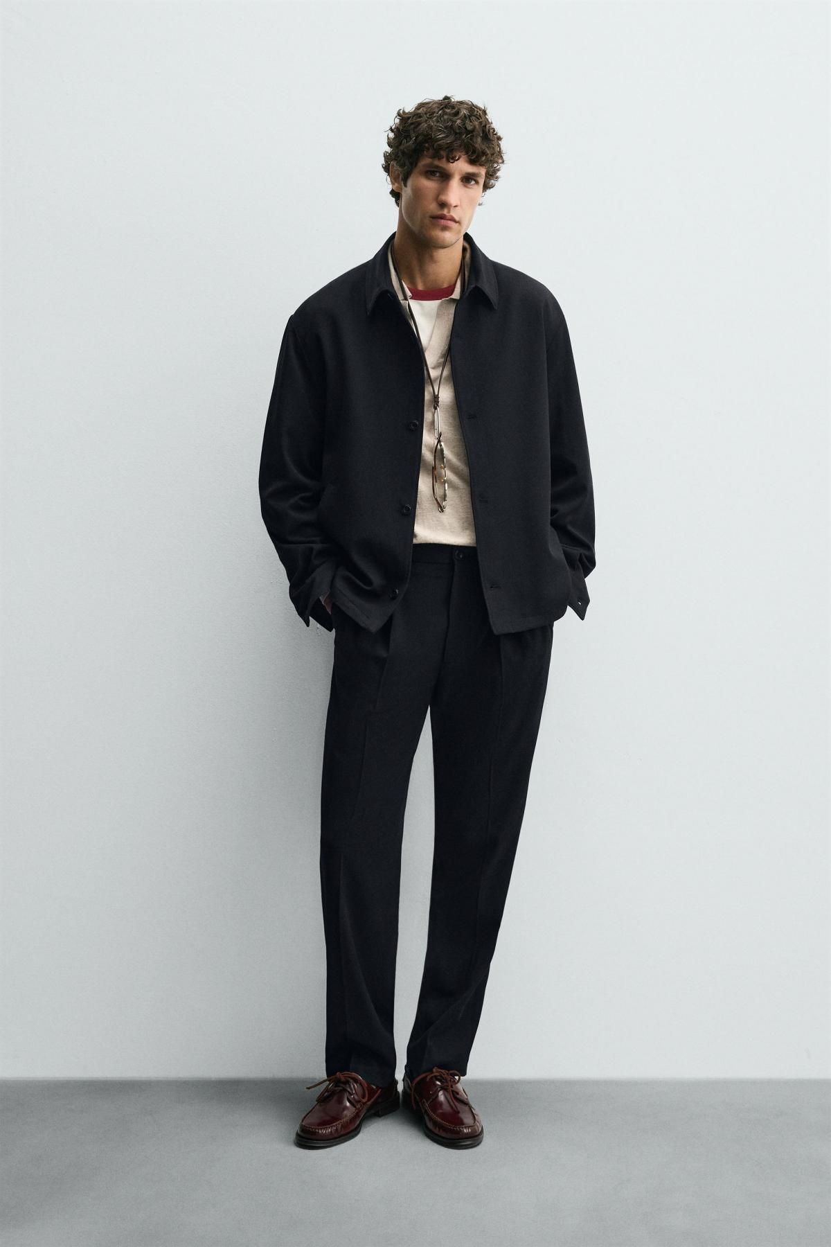 자라 베이직 블랙 테크니컬 오버핏 오버셔츠 5934/448 NAVY BLUE - 상세 이미지 2