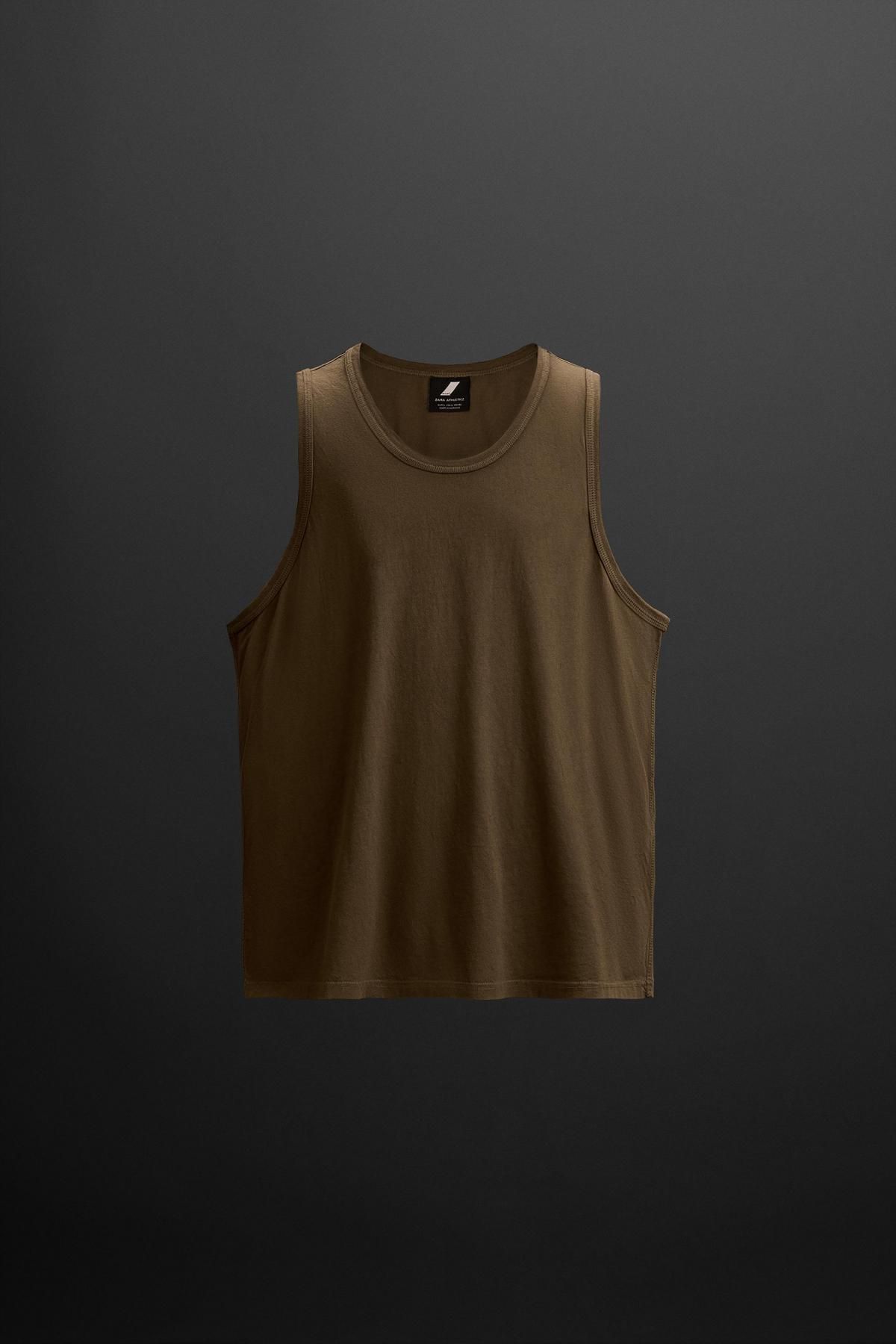 자라 브라운 테크니컬 민소매 티셔츠 6224/458 OLIVE GREEN - 메인 이미지