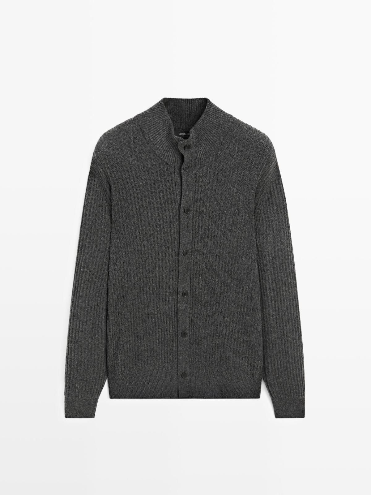 마시모두띠 프리미엄 울블렌드 하이넥 니트 가디건 1055/231 CHARCOAL - 상품 이미지