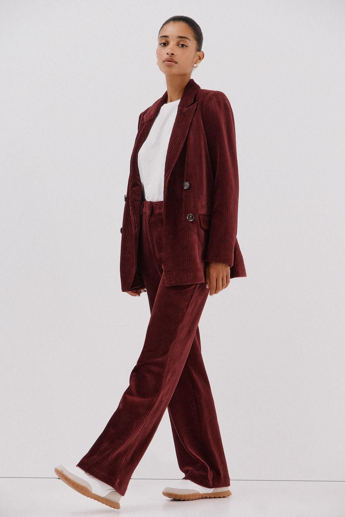 꼬르떼피엘 코듀로이 와이드 여성 팬츠 버건디 8292554 VINO - 상세 이미지 3