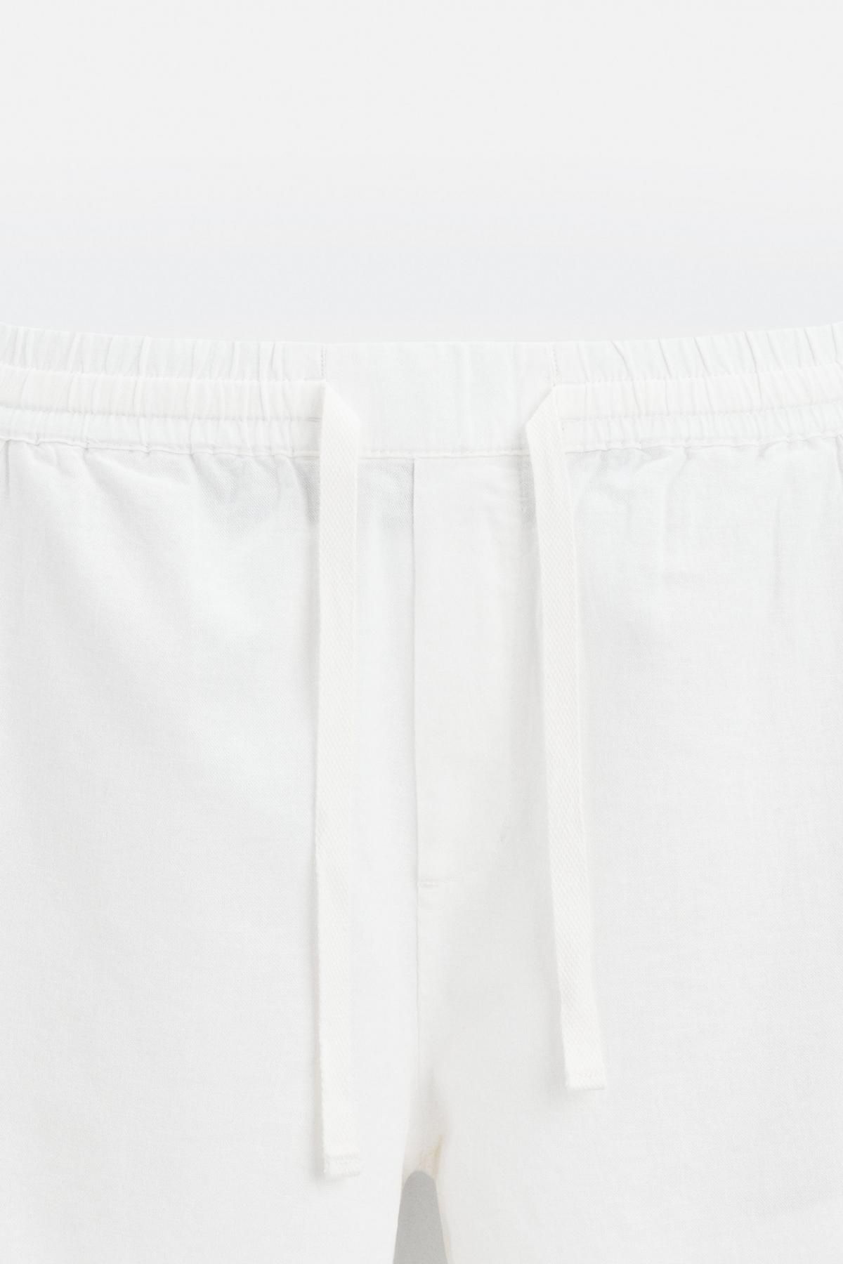 자라 코튼 린넨 릴렉스핏 팬츠 1437/450 OYSTER-WHITE 이미지 8