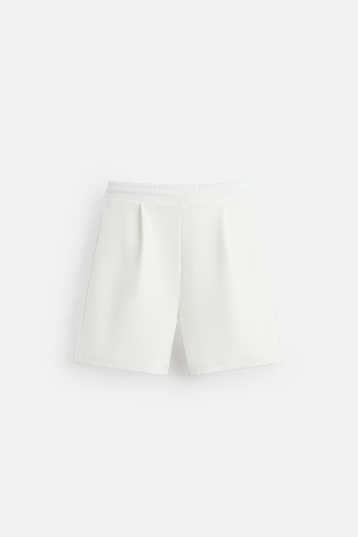 자라 플리츠와이드 화이트 버뮤다 반바지 3665/302 OYSTER-WHITE - 상품 이미지