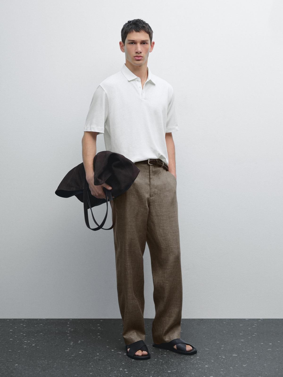 마시모두띠 프리미엄 린넨블렌드 반팔 폴로셔츠 화이트 0604/157 OFF WHITE - 상세 이미지 2