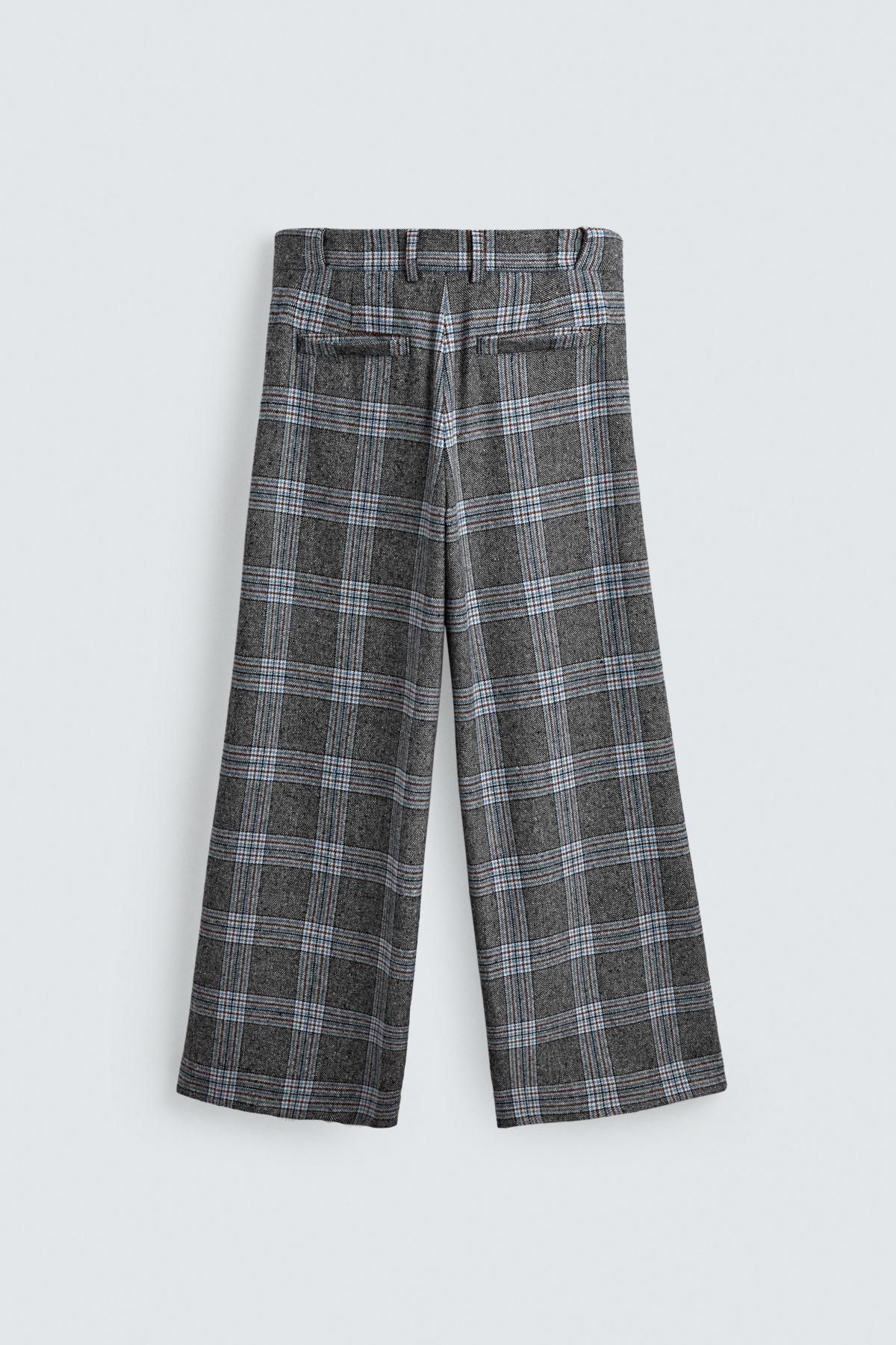 자라 체크 와이드핏 울블렌드 팬츠 X 해리 램버트 디즈니 5009/062 GREY / BLUE 이미지 7