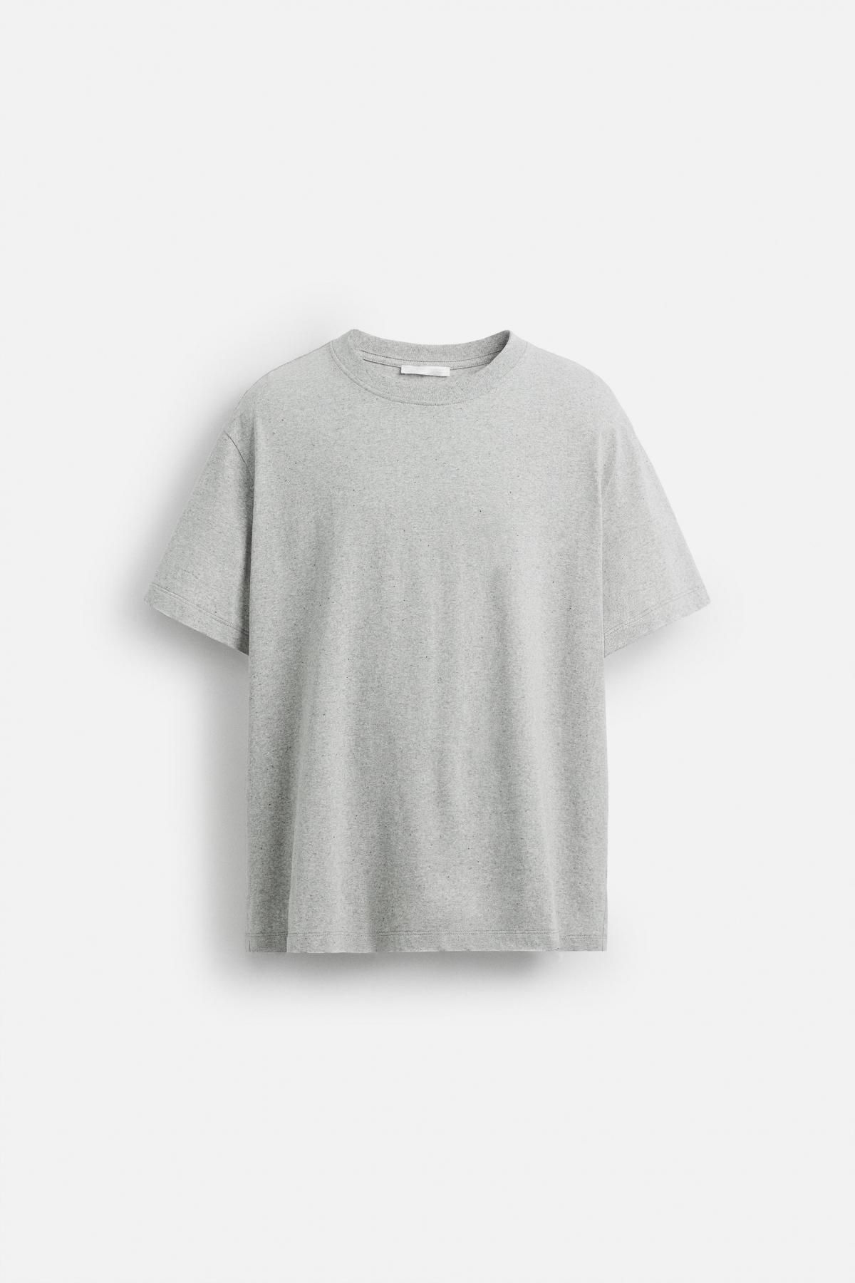 자라 이리규럴 텍스처 라이트그레이 코튼 반팔 티셔츠 5644/328 GREY MARL - 메인 이미지