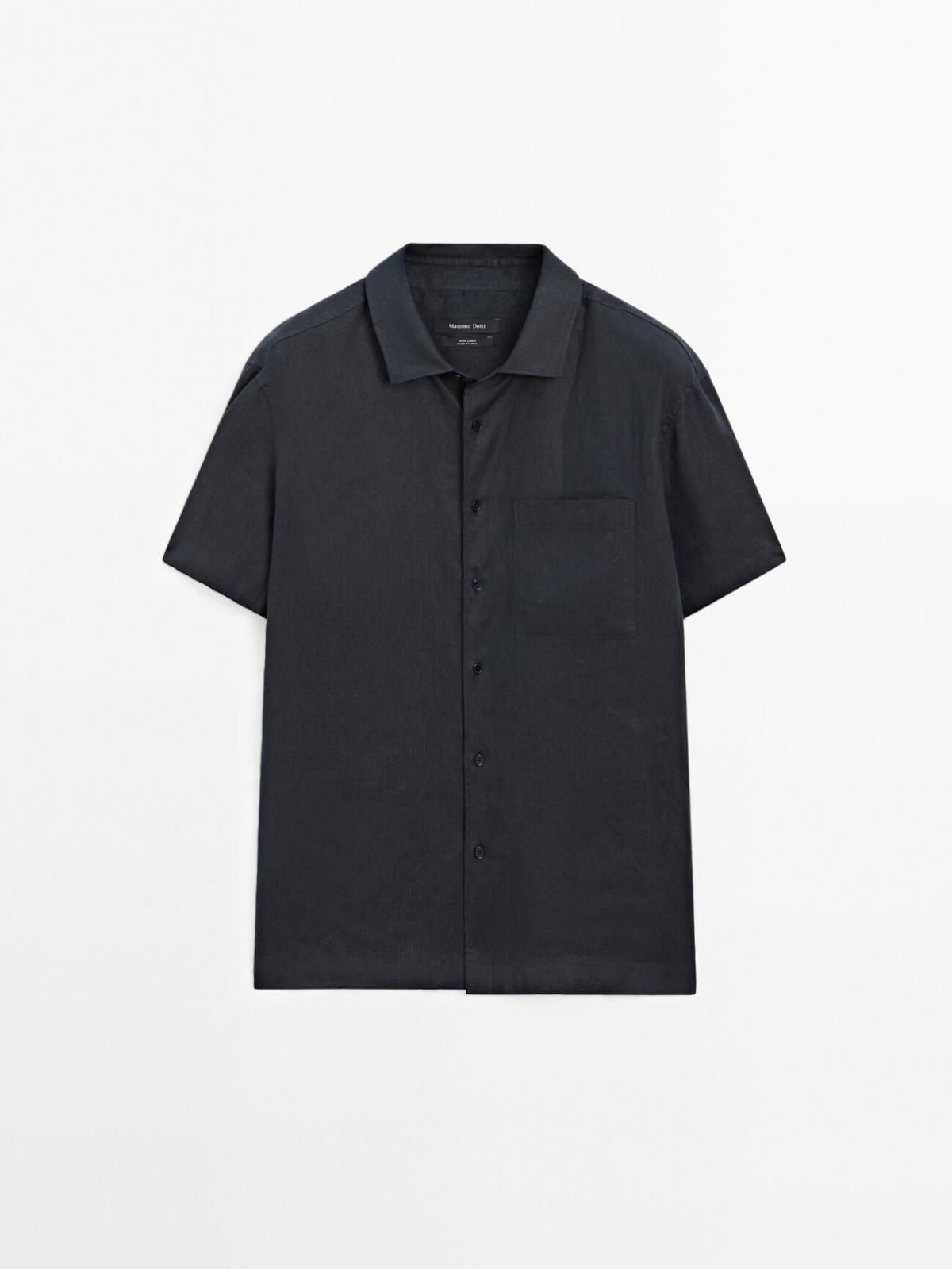 마시모두띠 프리미엄 린넨 레귤러핏 반팔 셔츠 1720/270 NAVY BLUE - 상품 이미지