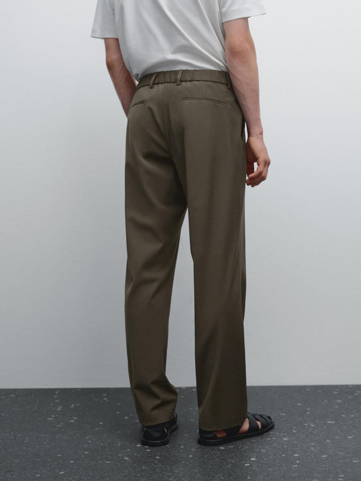 마시모두띠 와이드핏 울블렌드 테크니컬 슬랙스 팬츠 0088/277 DARK KHAKI - 상세 이미지 5
