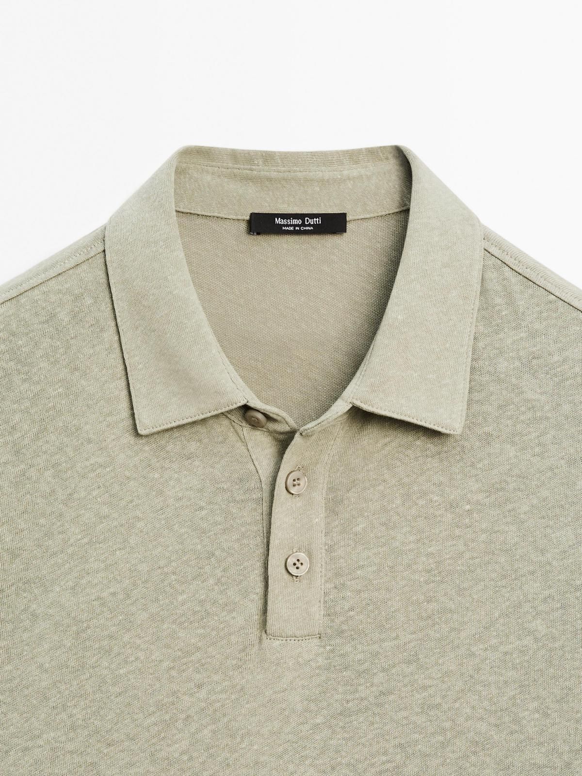 마시모두띠 린넨 블렌드 슬림핏 반팔 폴로 셔츠 0604/157 MARINE GREEN - 상세 이미지 2