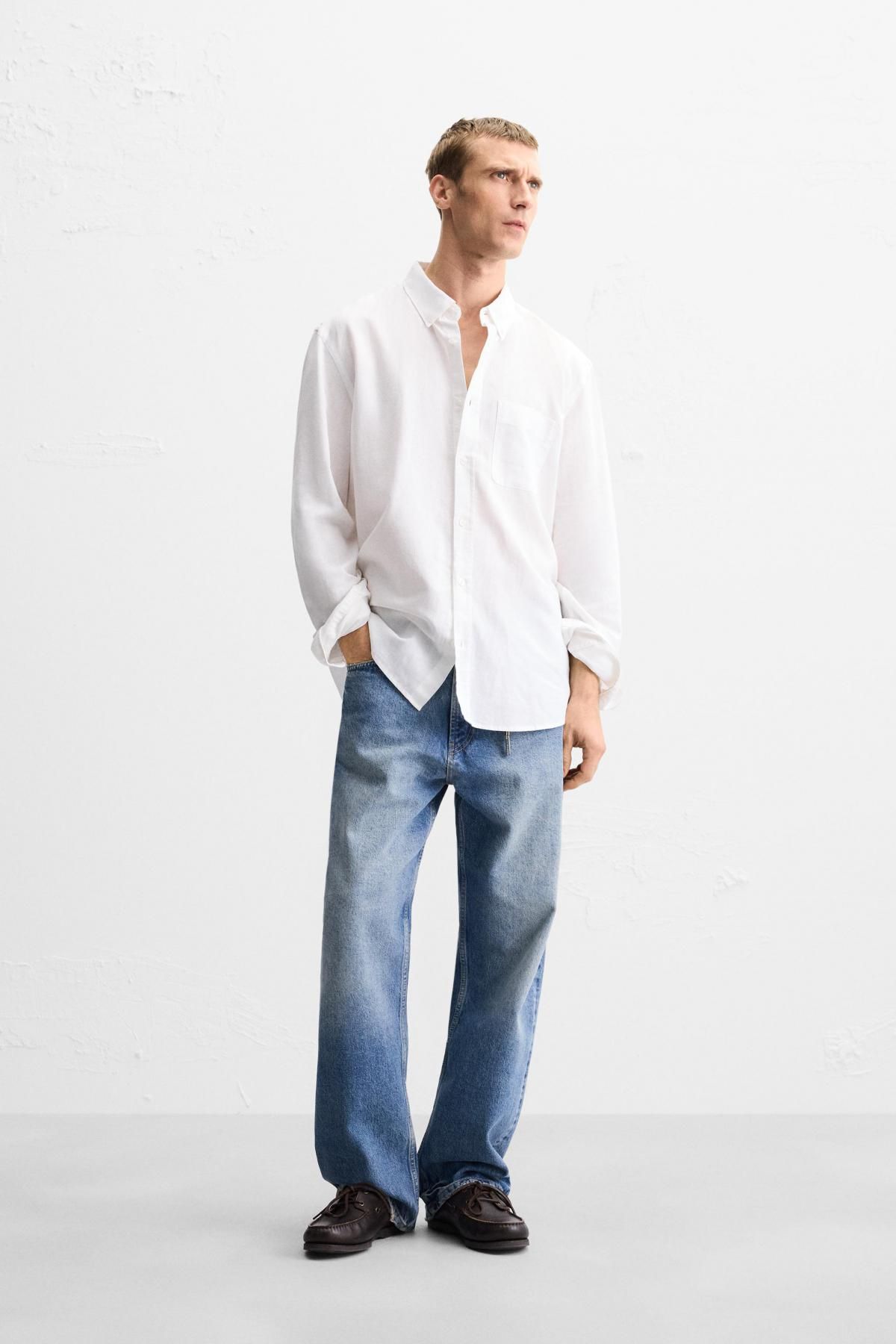 자라 프리미엄 린넨 코튼 긴팔 셔츠 1063/305 WHITE - 상세 이미지 2