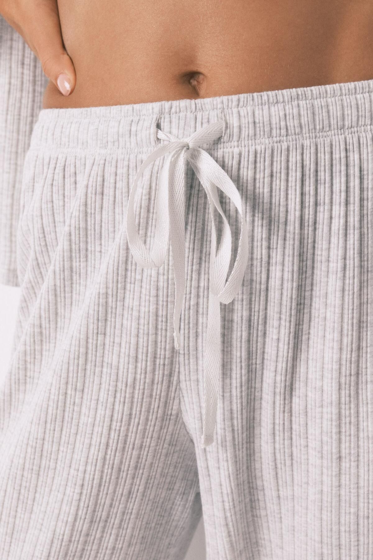 우먼시크릿 코튼 골지 그레이 긴팔 파자마 세트 4752530 GRIS - 상세 이미지 5