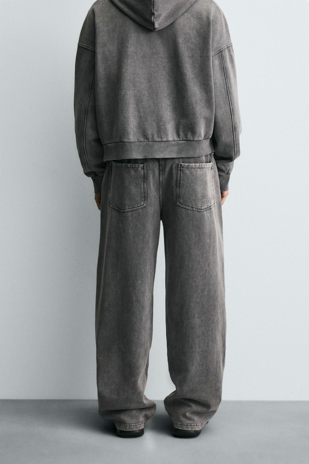 자라 페이디드 와이드핏 테크니컬 조거 팬츠 3443/336 GREYISH - 상세 이미지 3