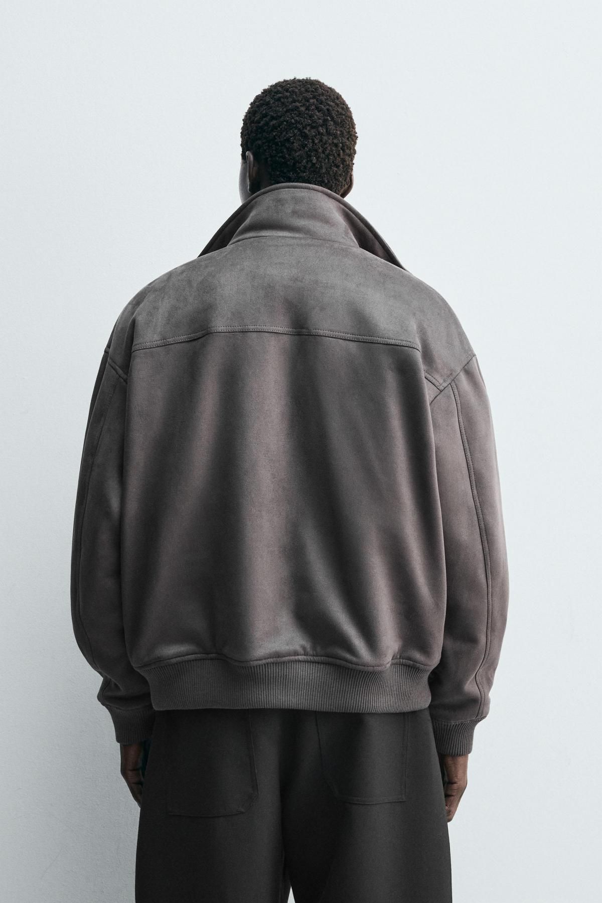 자라 테크니컬 페이크 스웨이드 집업 재킷 6318/303 ANTHRACITE GREY - 상세 이미지 4
