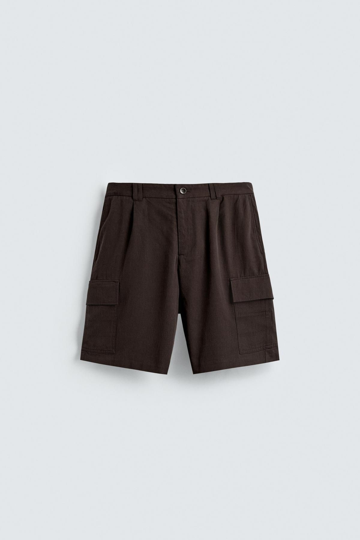 자라 라이오셀 코튼 테크니컬 카고 반바지 6861/306 BROWN - 상품 이미지
