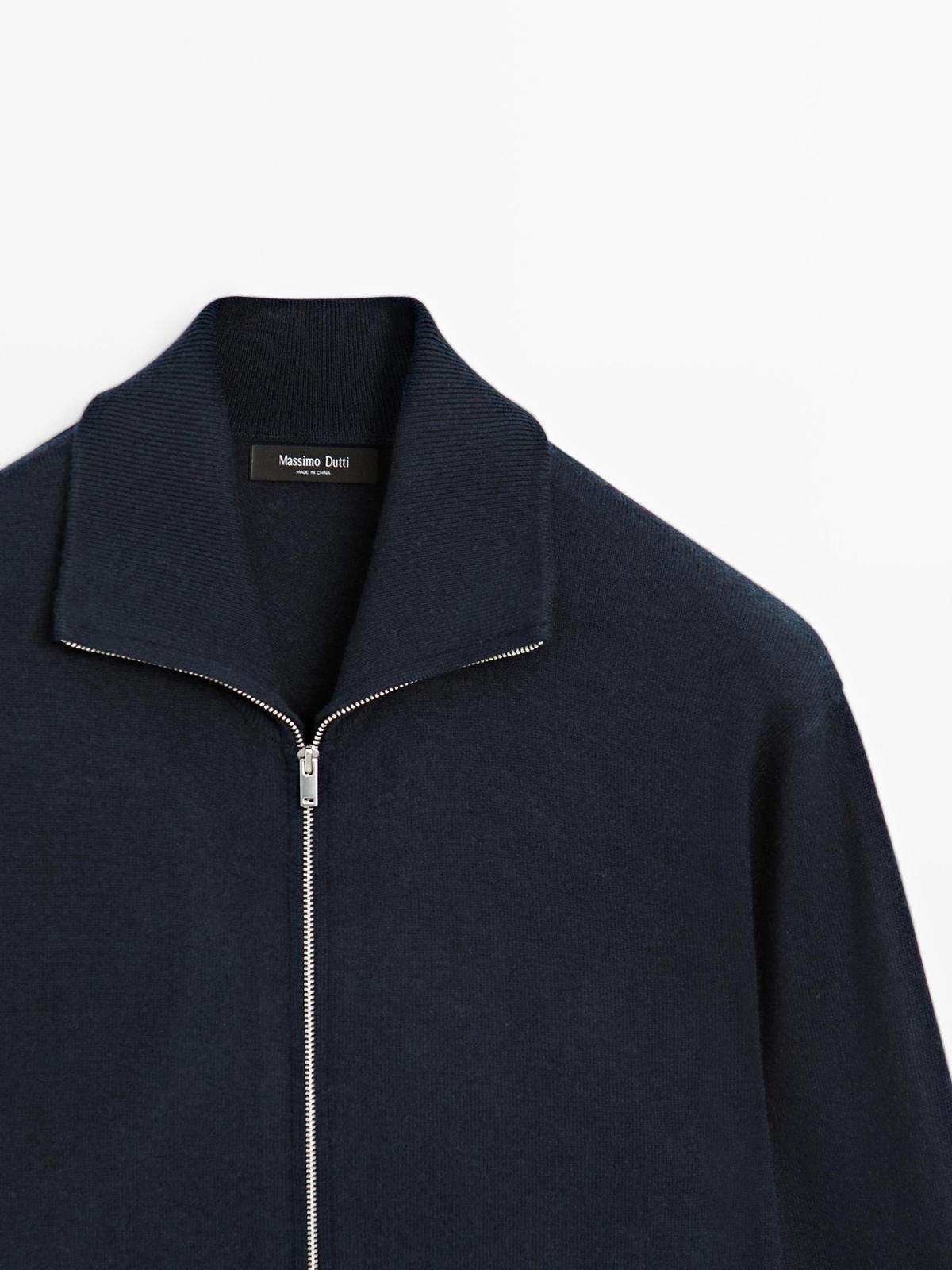 마시모두띠 미니멀 울블렌드 하이넥 집업 니트 가디건 1017/226 NAVY BLUE - 상세 이미지 4