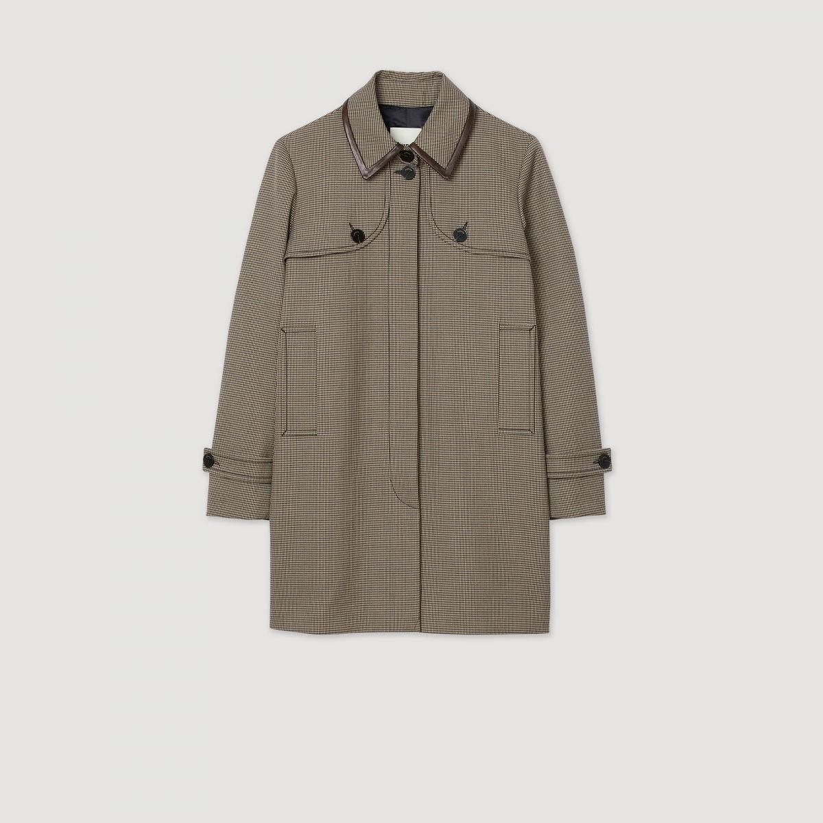 산드로 클래식 하운드투스 트렌치코트 SFPOU00764_G244 MARRON / BEIGE - 상품 이미지