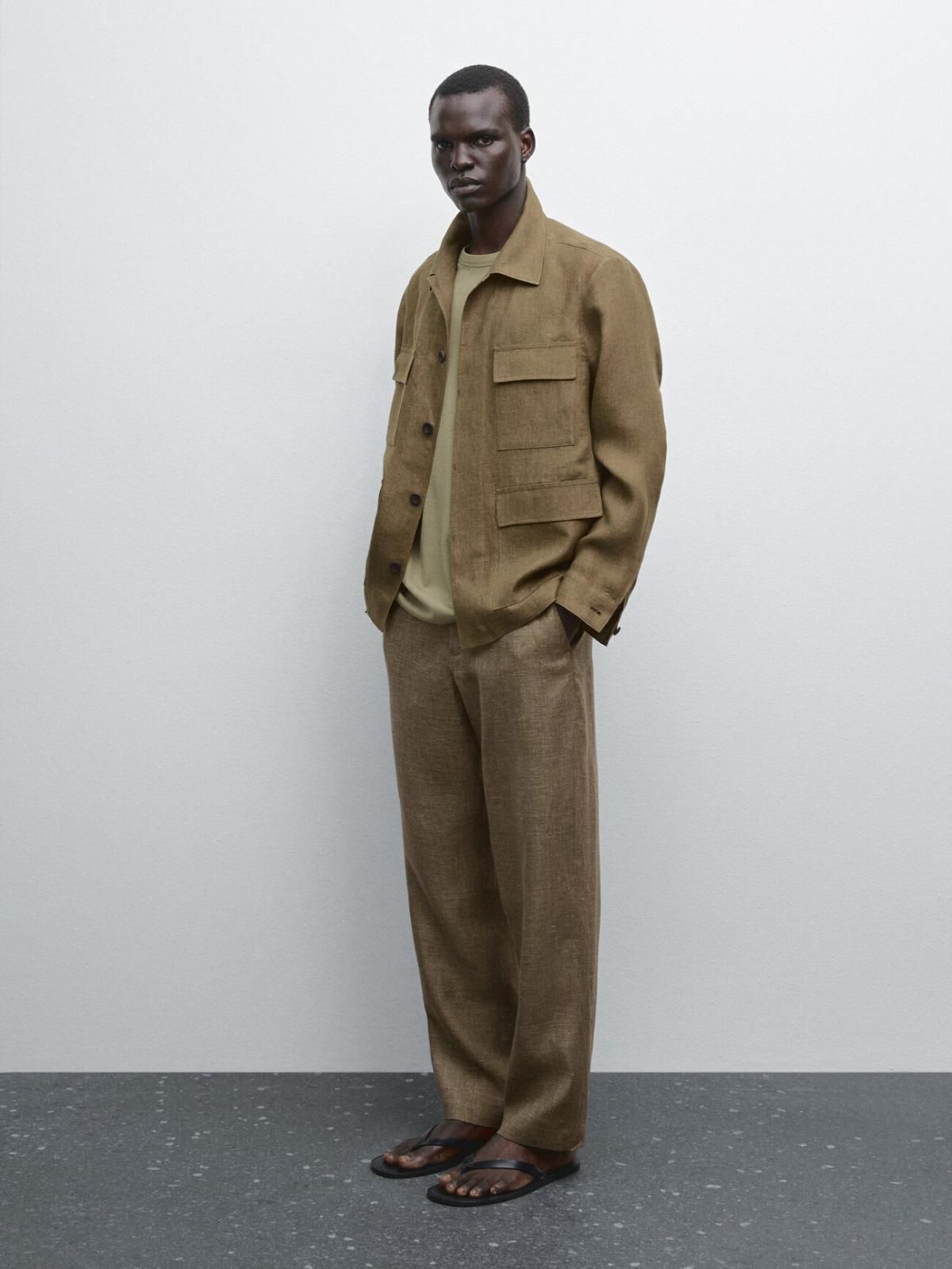 마시모두띠 오버핏 LINEN 테크니컬 오버셔츠 포켓 2047/295 GREEN - 상세 이미지 2