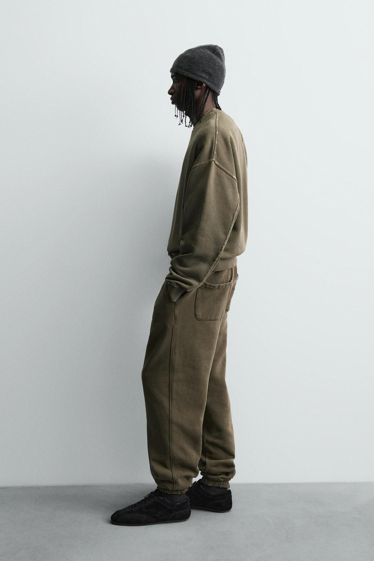 자라 스트레치 코튼 와이드 워시드 조거 팬츠 3443/306 KHAKI - 상세 이미지 5