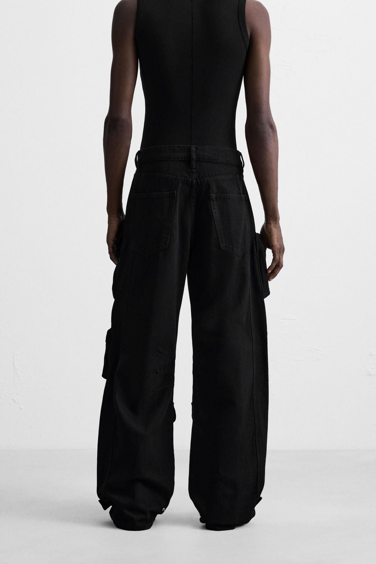 자라 테크니컬 블랙 데님 카고 팬츠 5575/374 BLACK - 상세 이미지 3