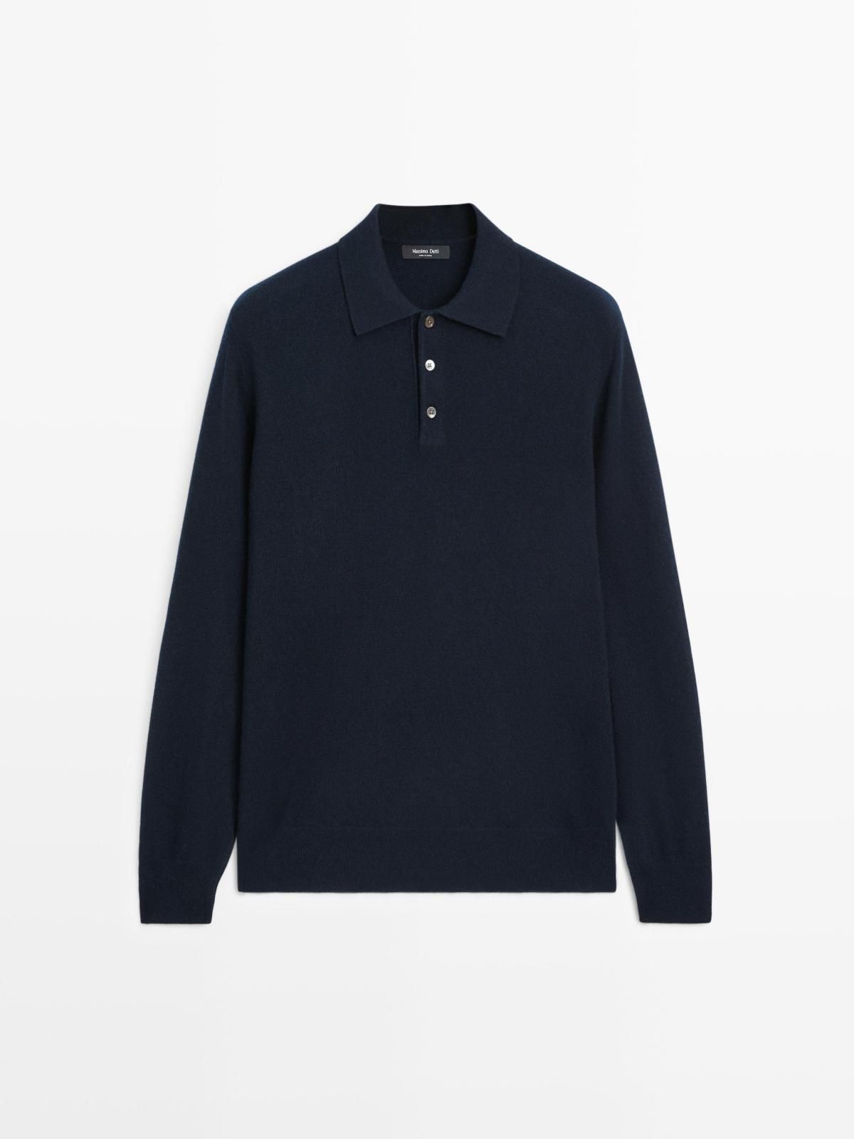 마시모두띠 울 블렌드 긴팔 폴로 니트 스웨터 1011/240 NAVY BLUE - 상품 이미지