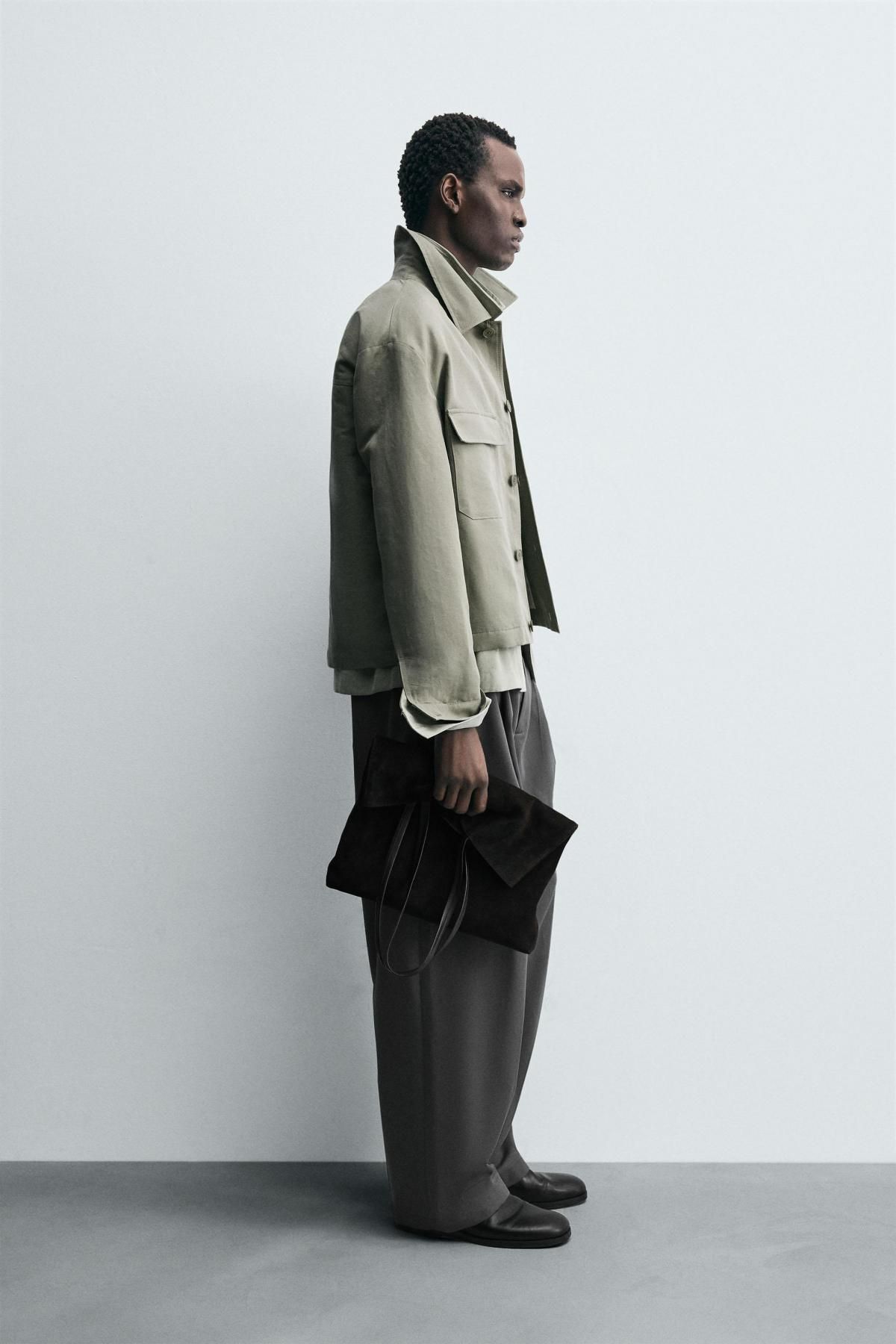 자라 포켓 카키 테크니컬 박시핏 오버셔츠 5899/444 LIGHT GREEN - 상세 이미지 5