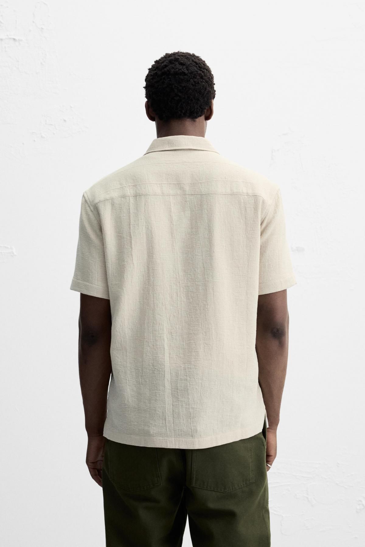 자라 텍스처 반팔 셔츠 4333/371 LIGHT BEIGE - 상세 이미지 4