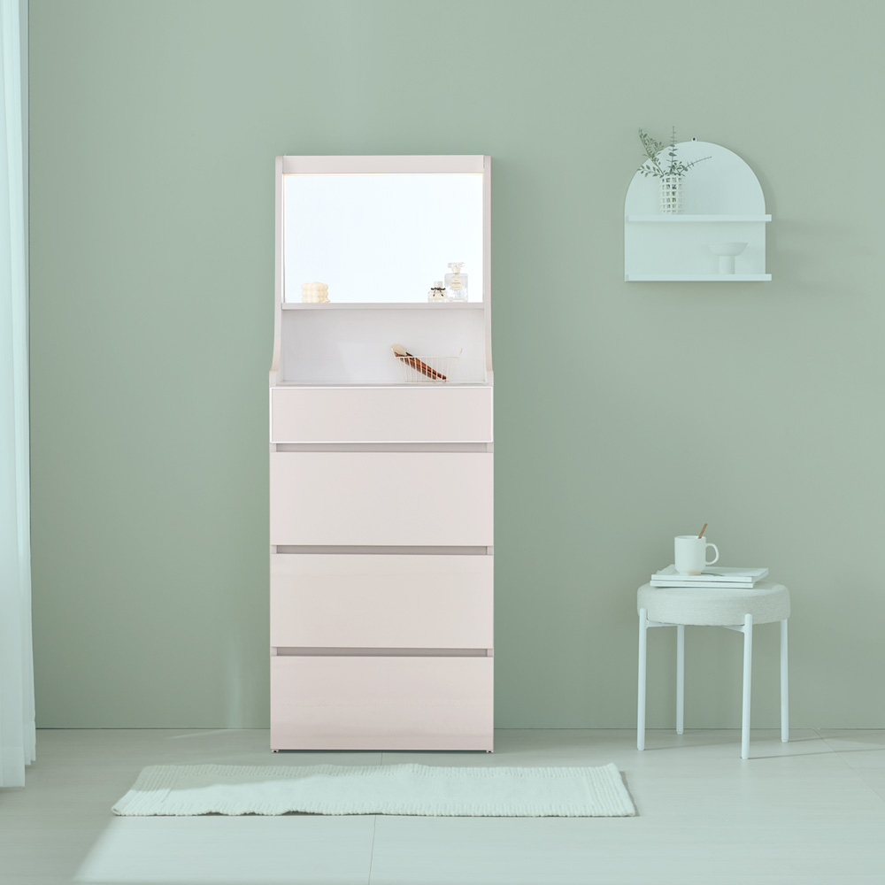 라시드 미니화장대 아일랜드 서랍 수납형 거울 LED 실버, 600x410x1675mm 이미지 8