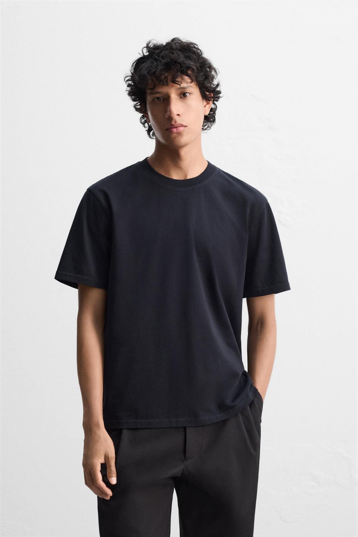 자라 슬림핏 미디엄 웨이트 티셔츠 1501/430 NAVY BLUE - 상세 이미지 3
