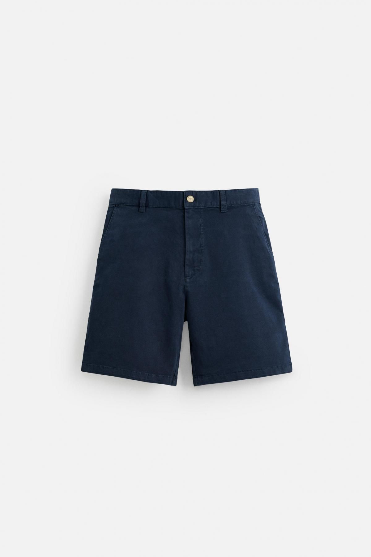 자라 네이비 테크니컬 스트레치 치노 반바지 9252/375 NAVY BLUE - 메인 이미지