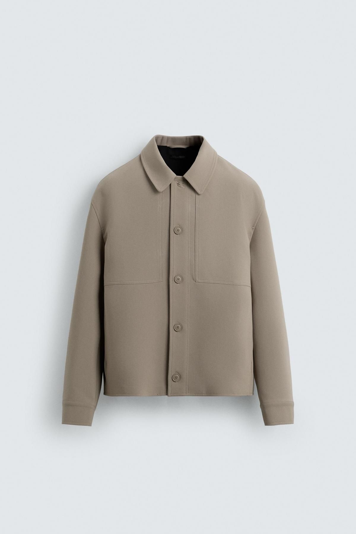 자라 미니멀 컴팩트 패브릭 박시핏 오버셔츠 6861/390 LIGHT TAN - 상품 이미지