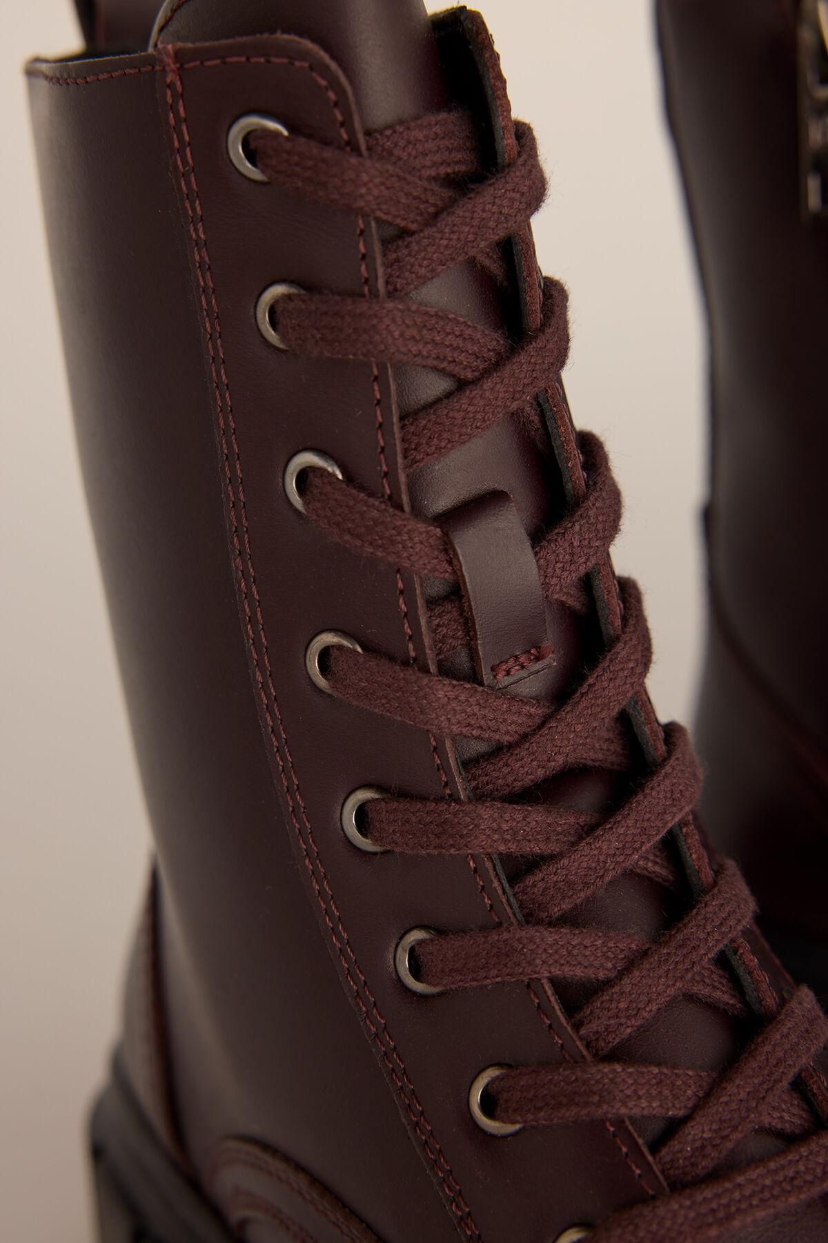 페드로 델 이에로 프리미엄 버건디 레더 컴뱃 앵클 부츠 2042726 BURDEOS - 상세 이미지 5