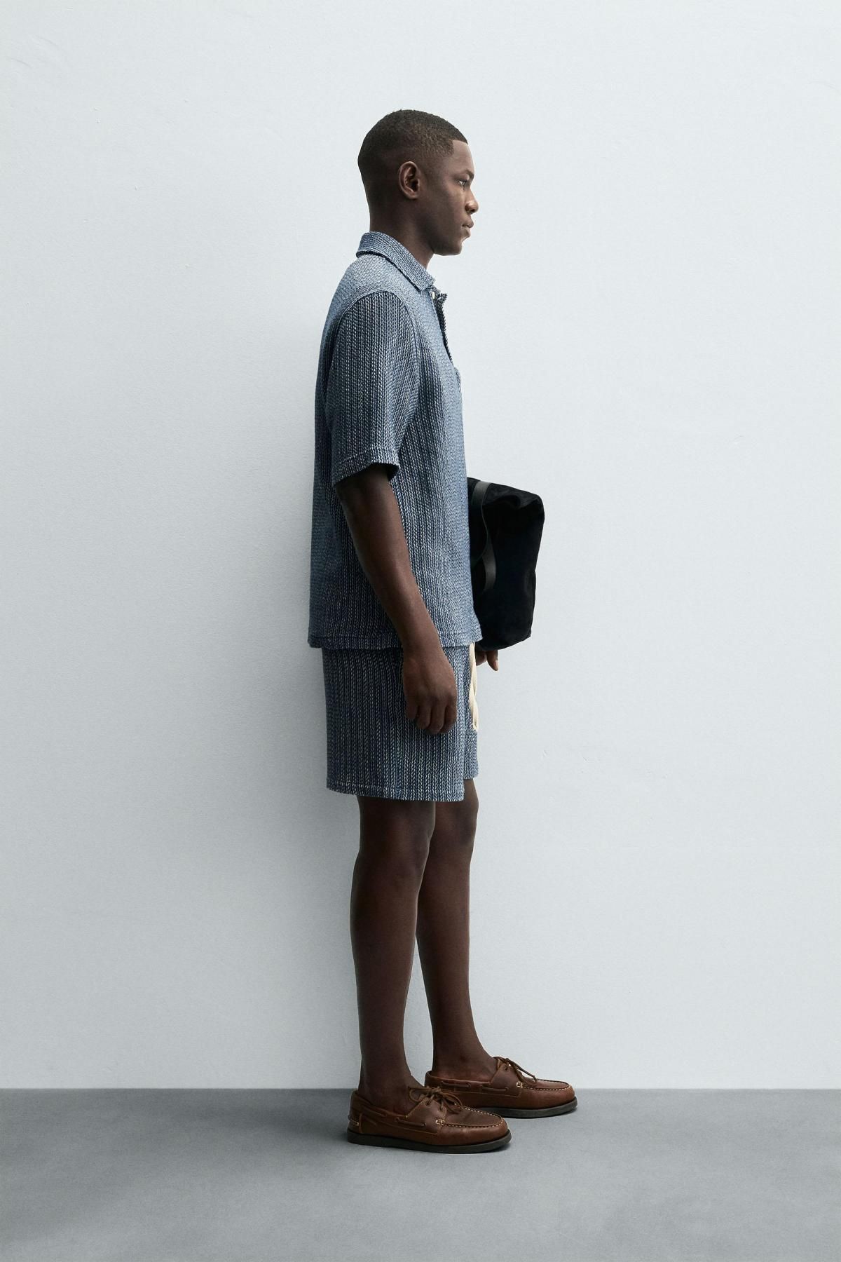 자라 테크니컬 텍스처 반팔 폴로셔츠 4688/590 BLUE - 상세 이미지 5
