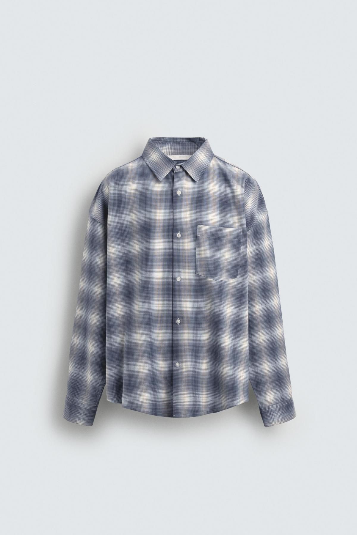 자라 오버사이즈핏 체크 옥스포드 셔츠 7446/311 GREY / BLUE - 메인 이미지