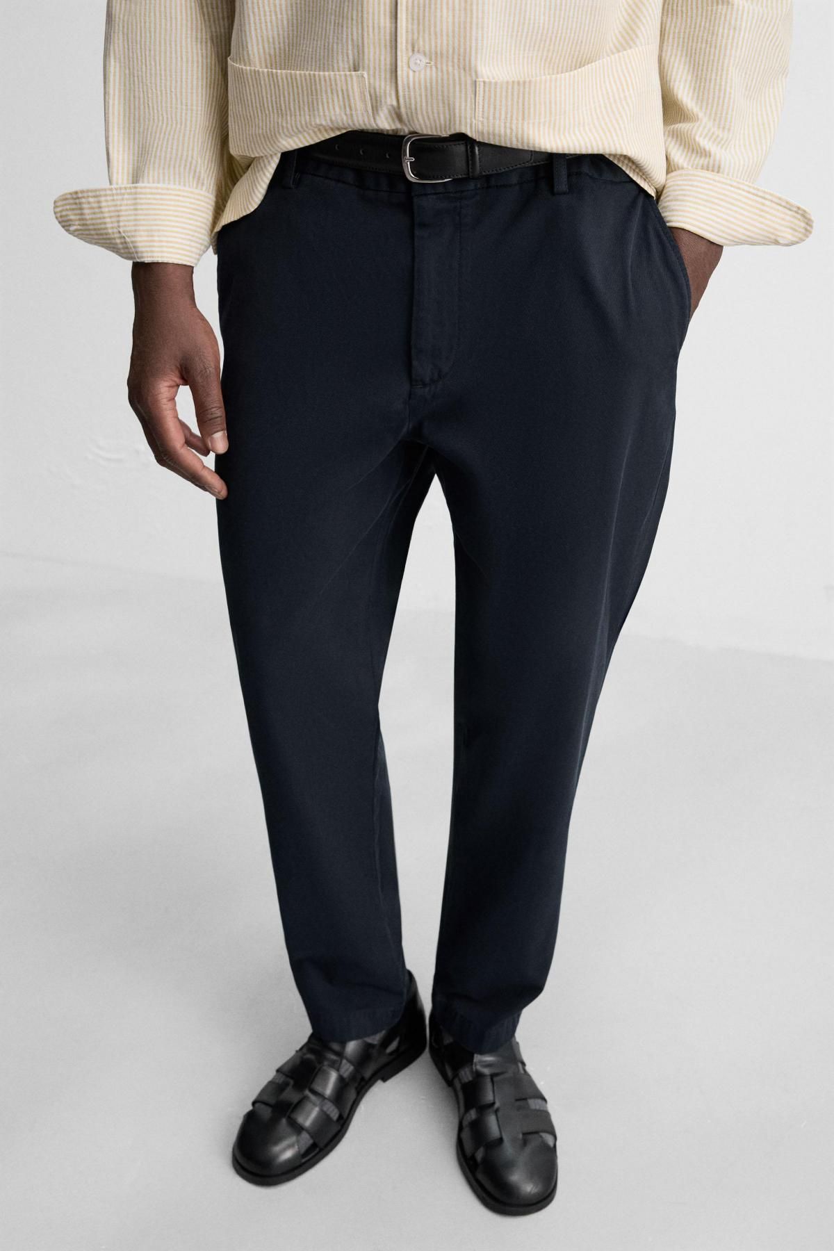 자라 트윌 코튼 레귤러핏 치노 슬랙스 팬츠 6786/186 NAVY BLUE - 상세 이미지 5
